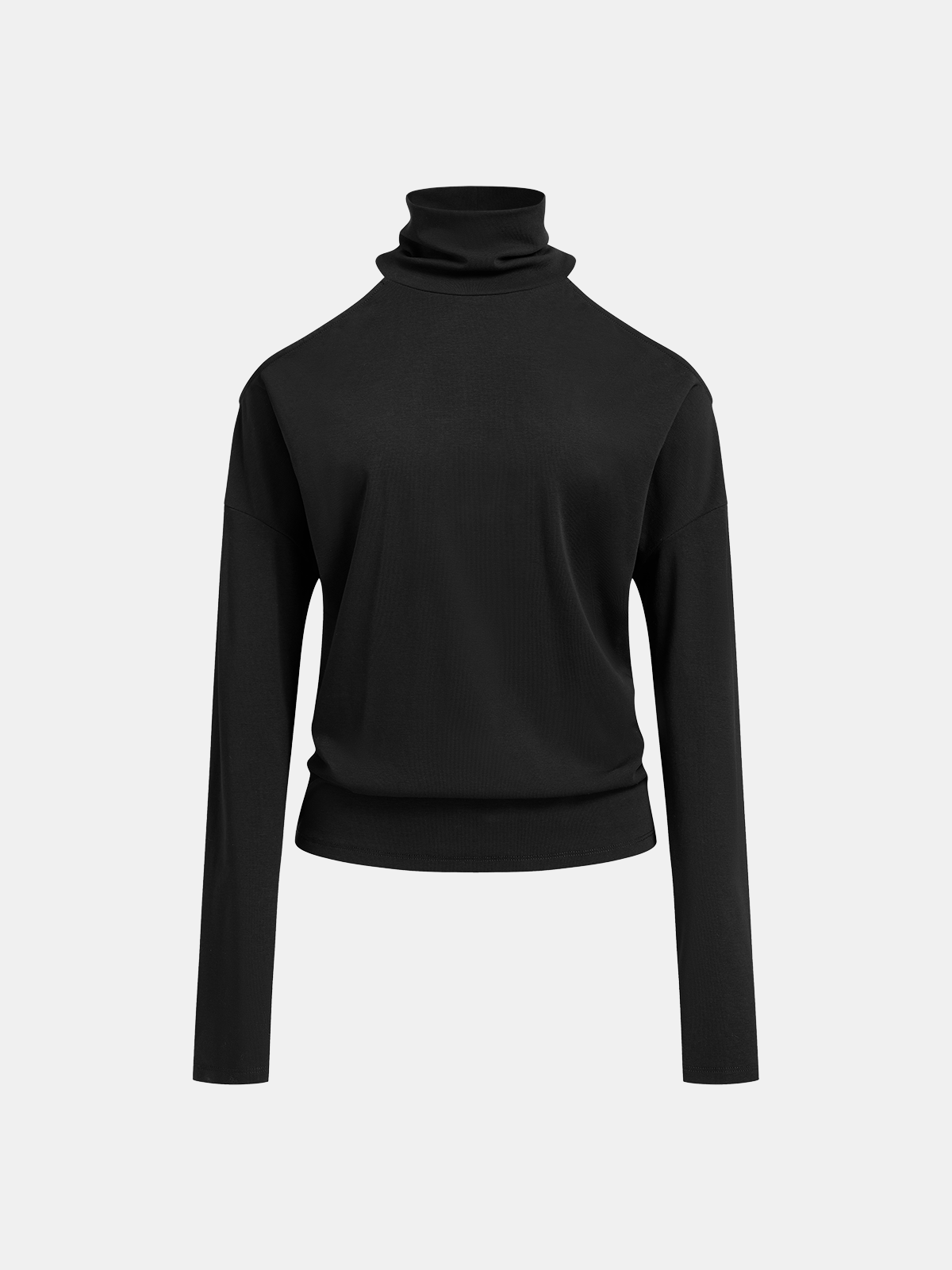 Ribbed Turtleneck Long-Sleeve Top-Chicvia