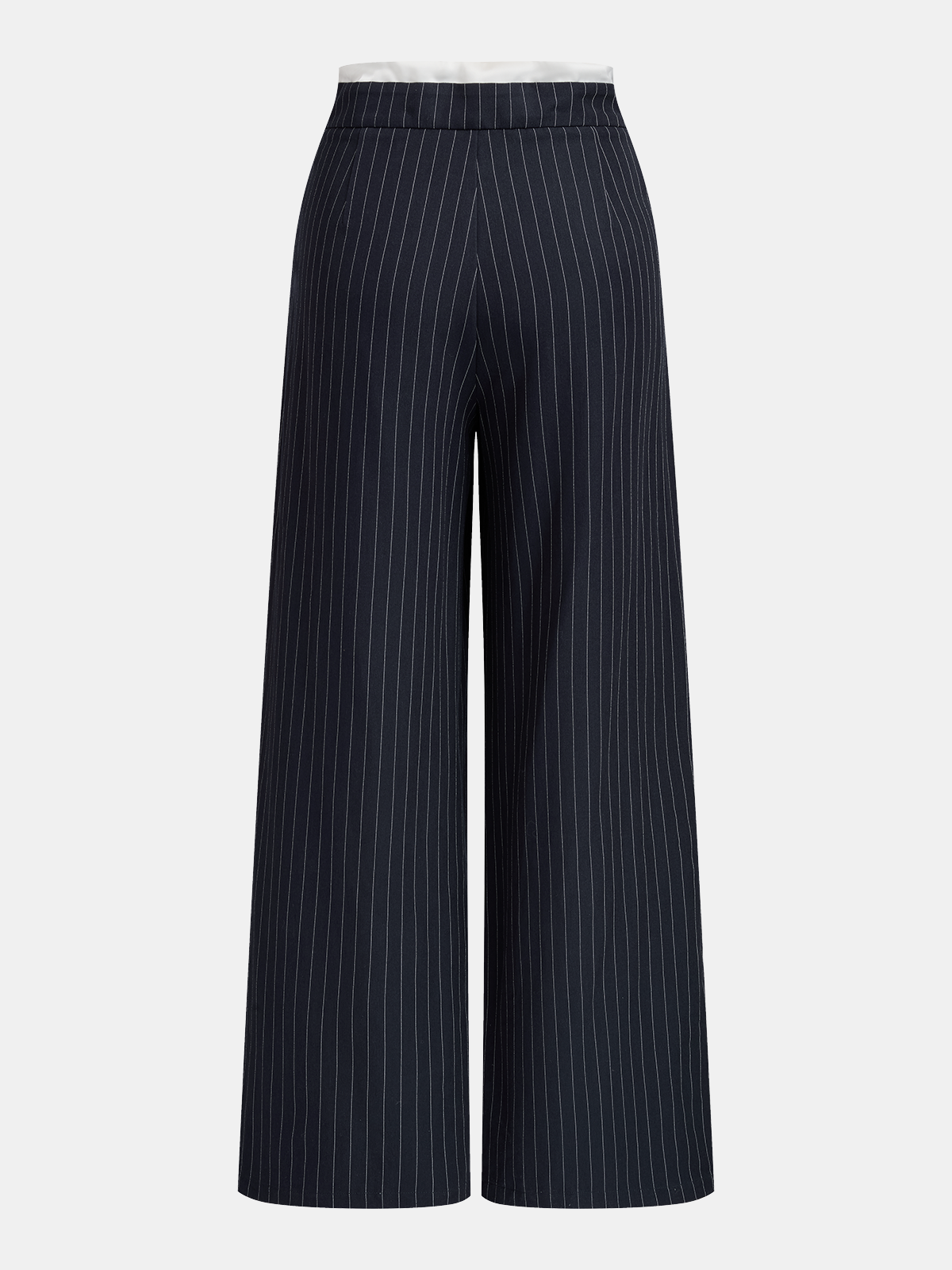 Pinstripe Drawstring Waist Wide Leg Pants-Chicvia