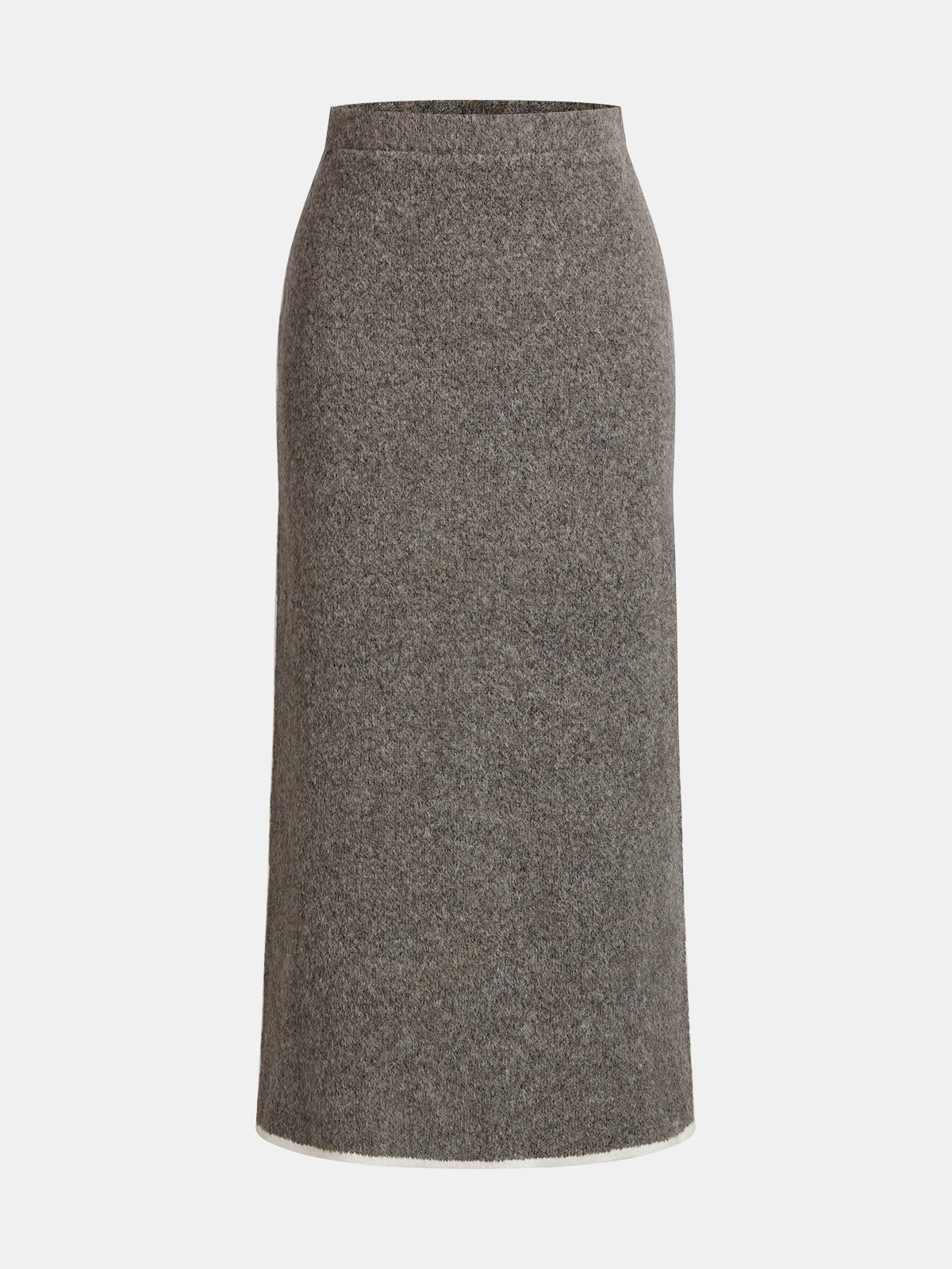 Contrast Trim Midi Knit Skirt-Chicvia