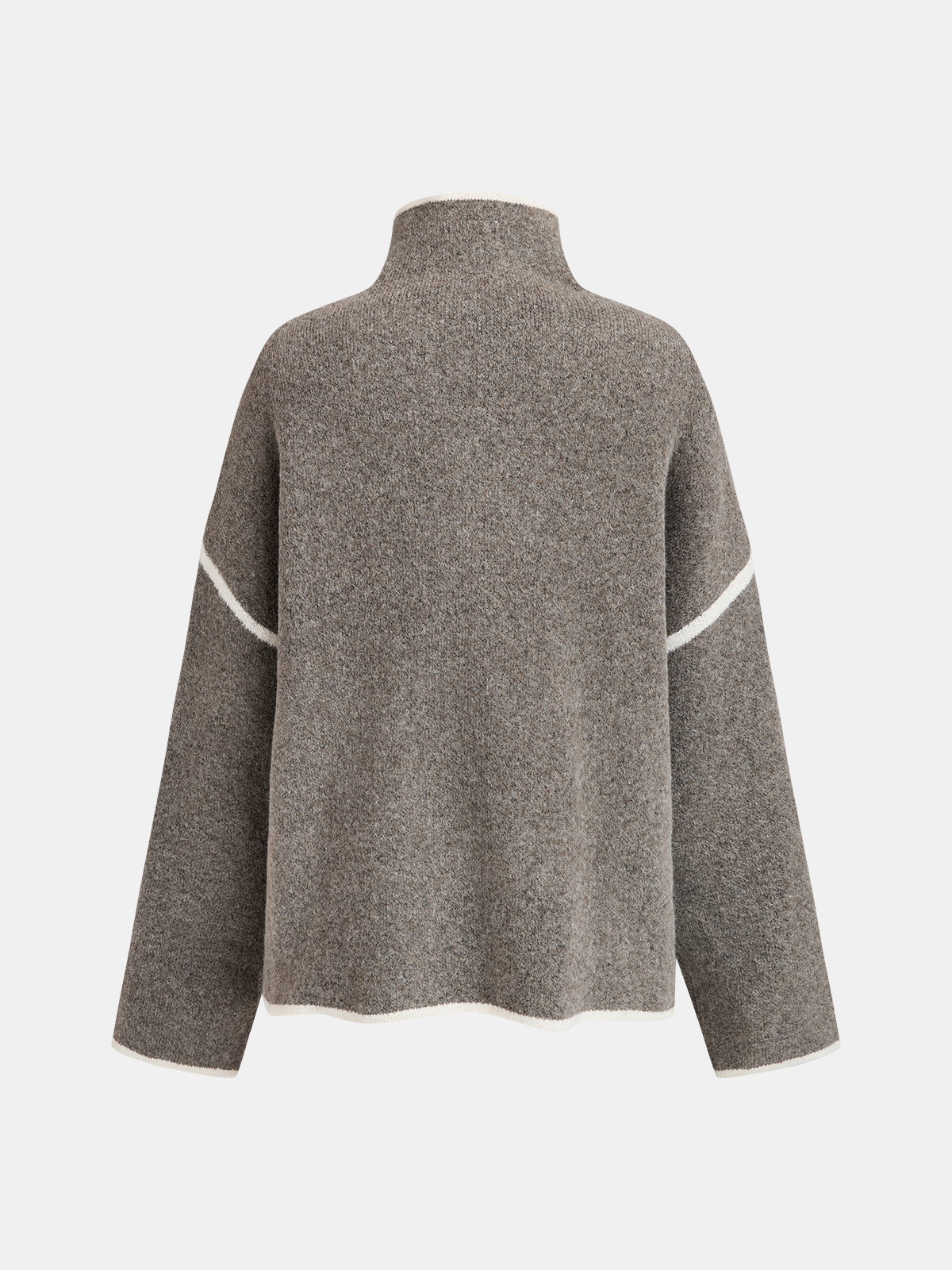 Mock Neck Contrast Trim Sweater-Chicvia