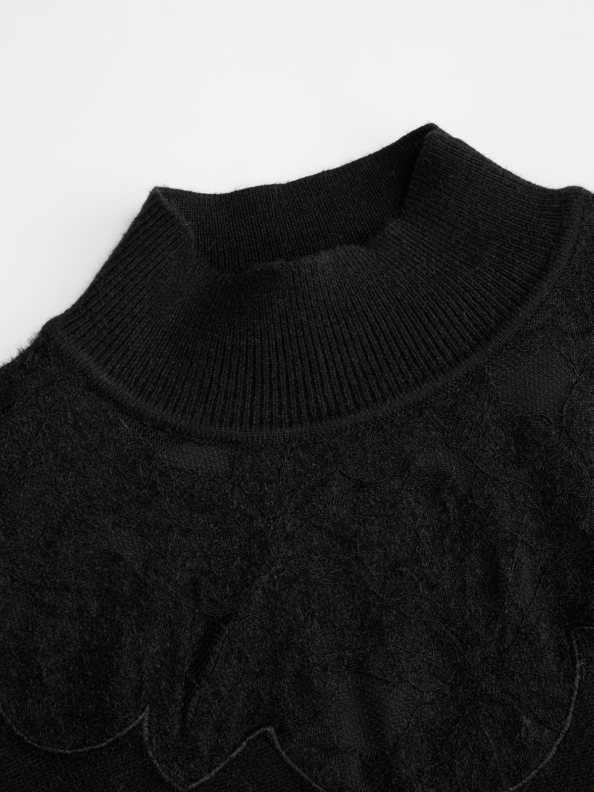 Mock Neck Lace Panel Sweater-Chicvia