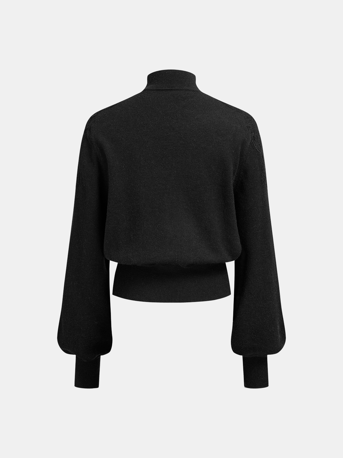 Mock Neck Lace Panel Sweater-Chicvia