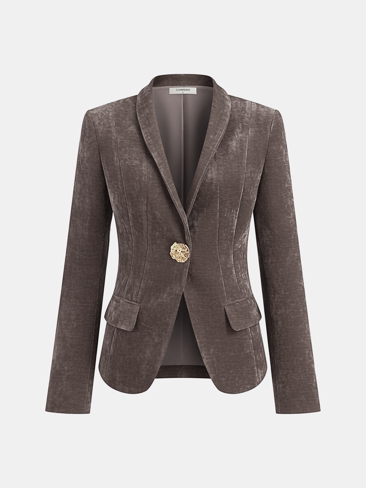 Metal Button Velvet Blazer-Chicvia