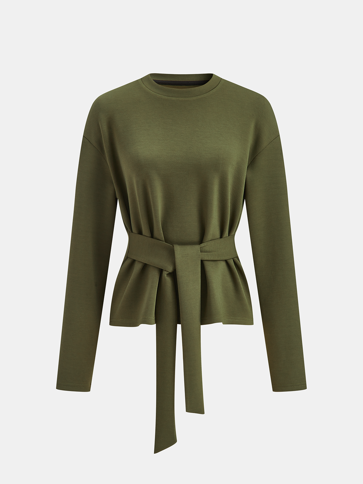 Belted Peplum Top & Wide-Leg Pants Set-Chicvia