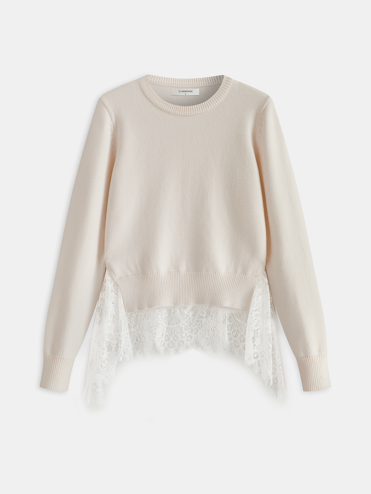 Lace Panel Knitted Sweater-Chicvia