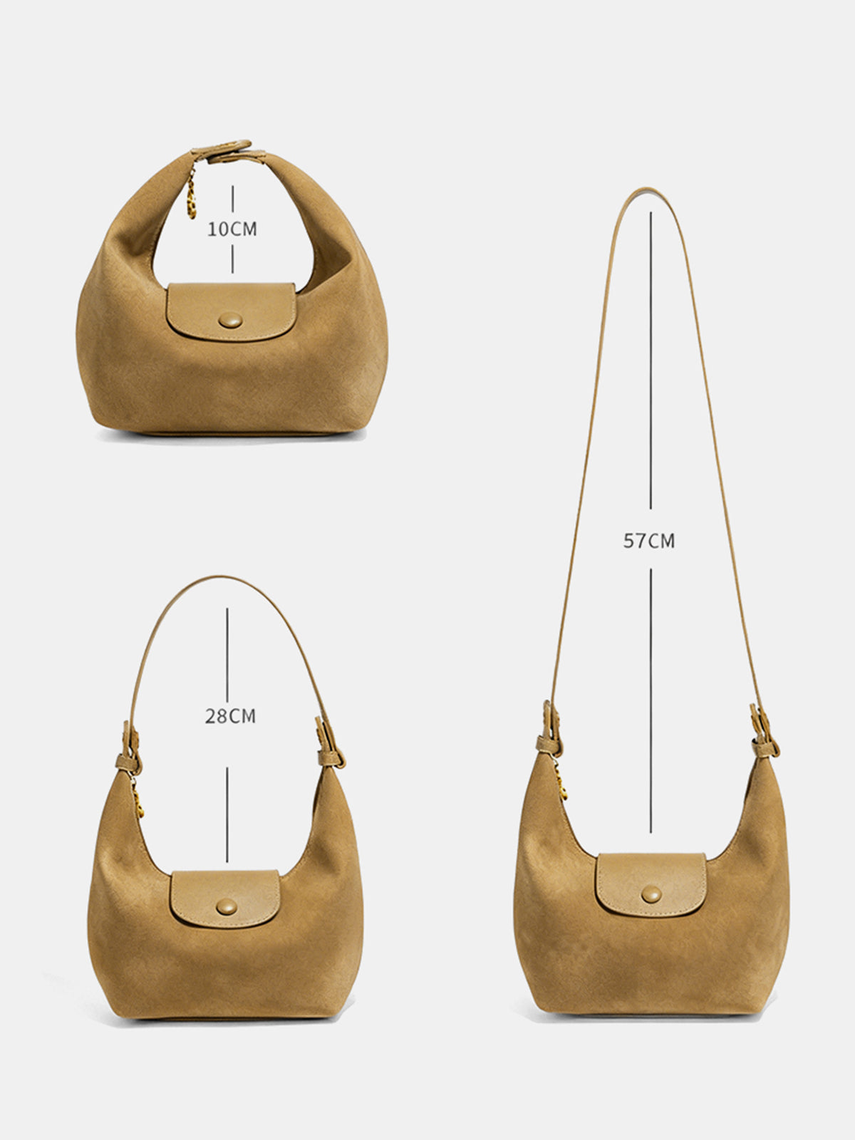 Faux Suede Flap Hobo Bag-Chicvia