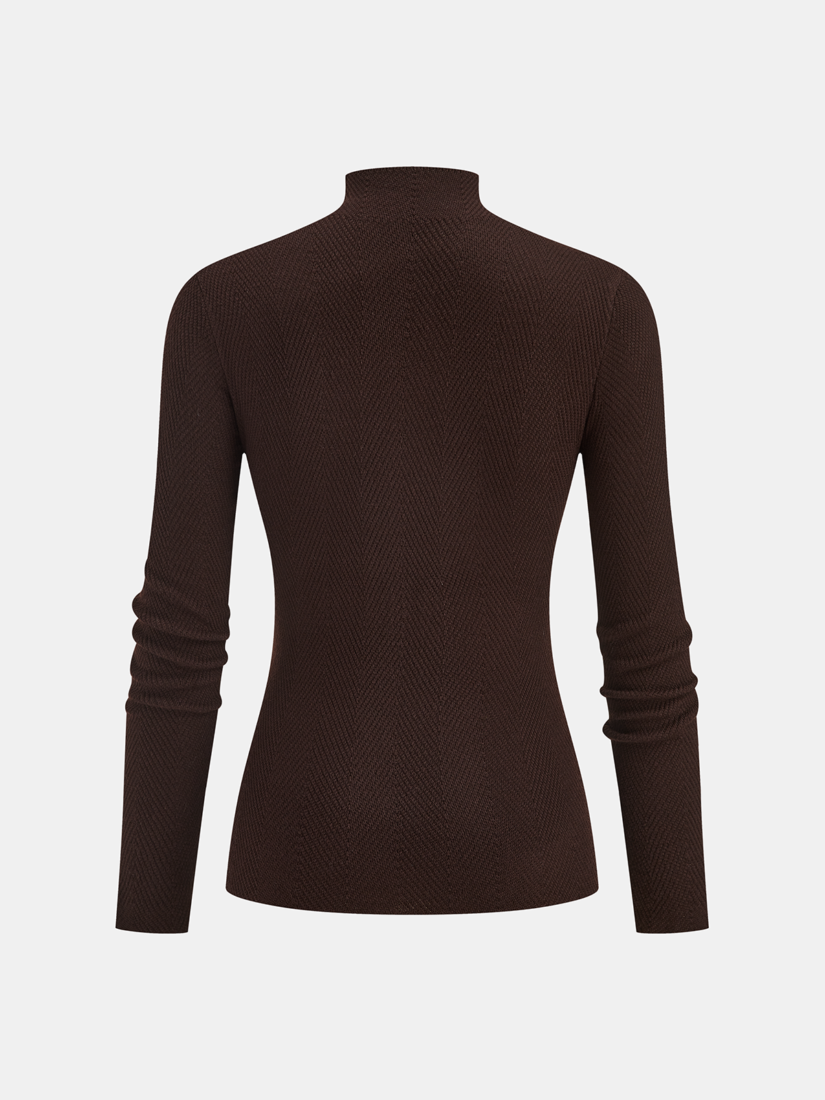 Herringbone Mock Neck Knit Top-Chicvia