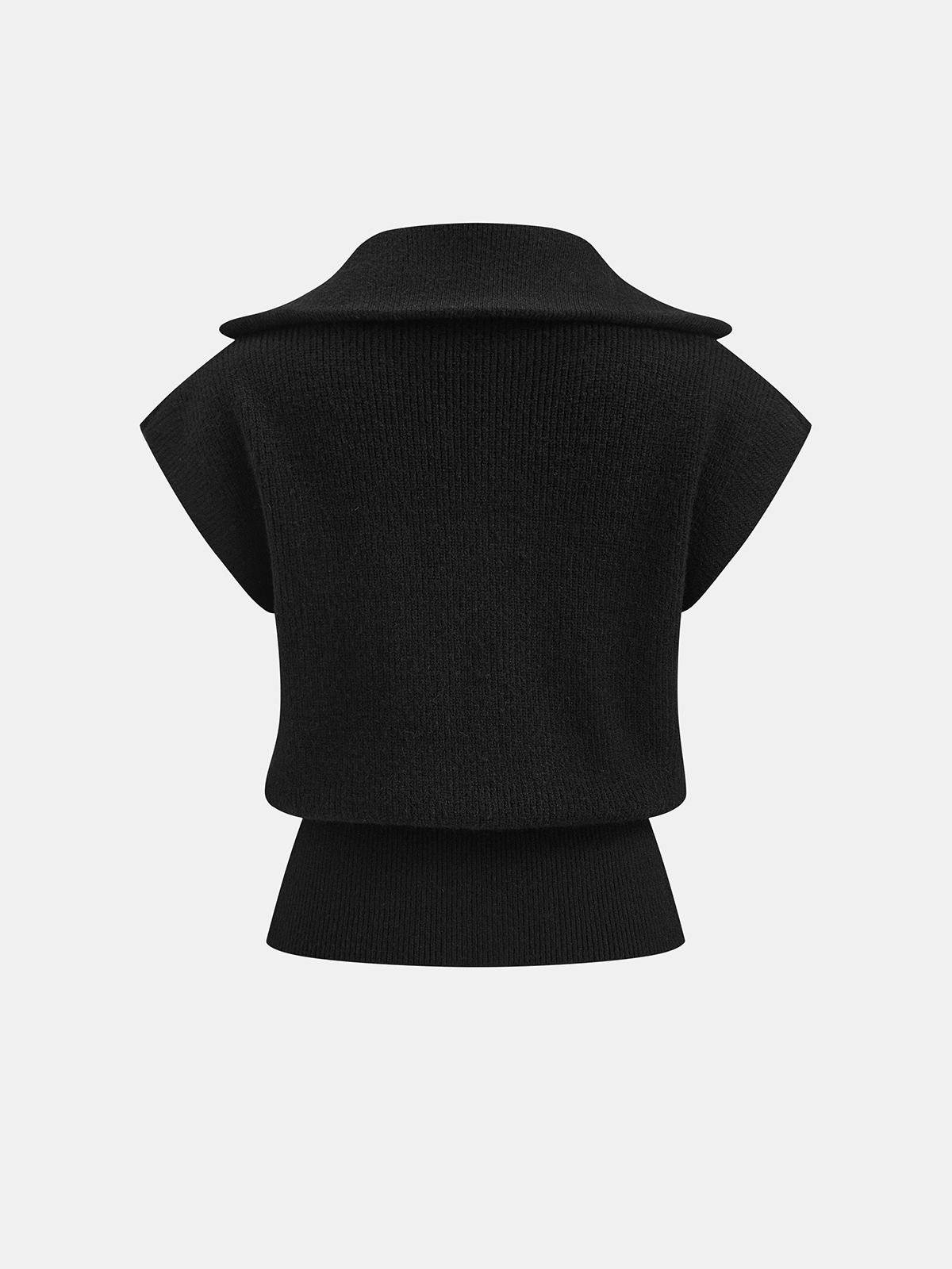 Double-Zip Ribbed Cap Sleeve Vest-Chicvia