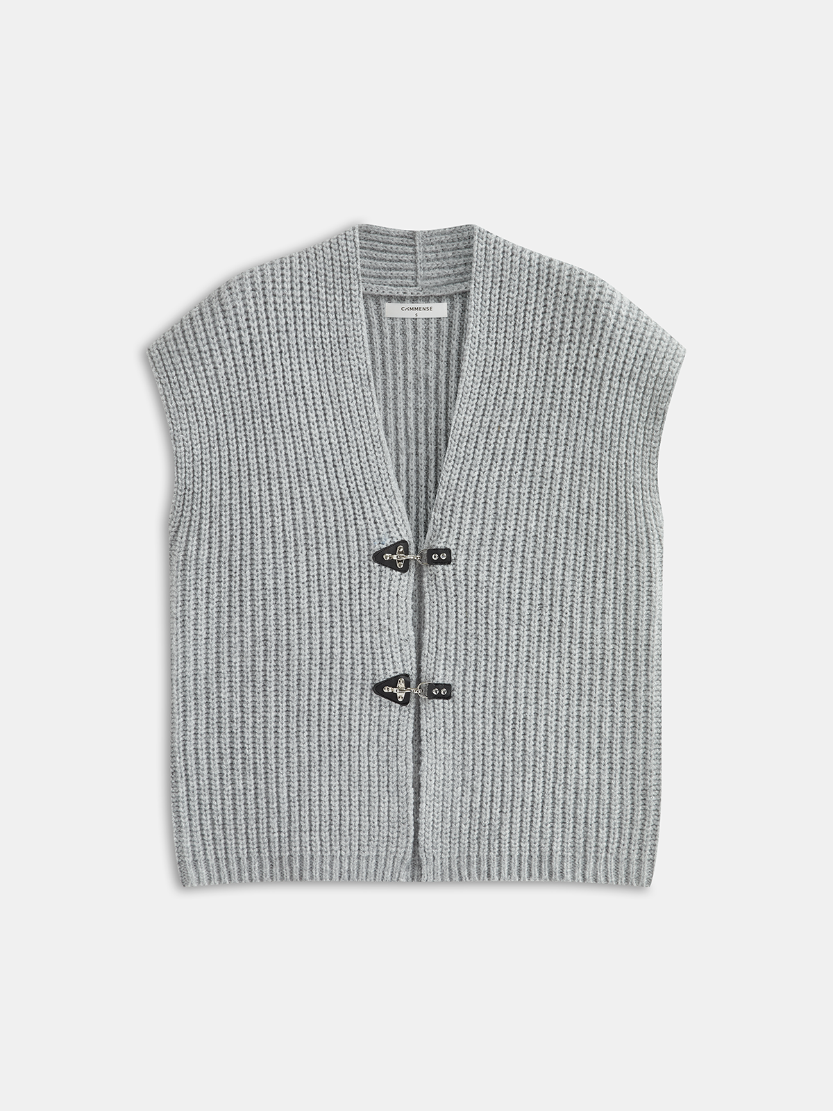 Buckle Detail Sweater Vest-Chicvia