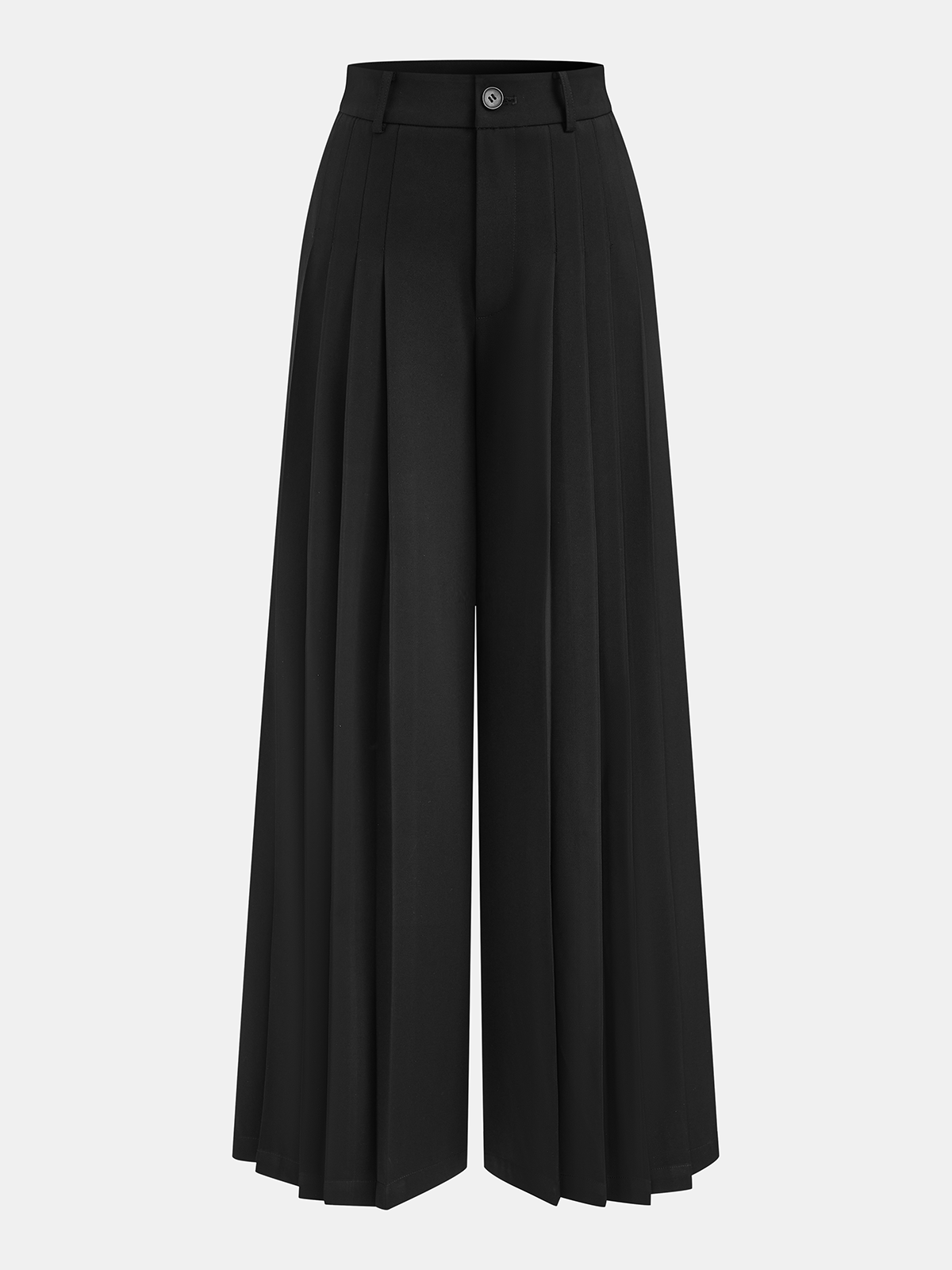 Pleated Mid-Waist Wide-Leg Pants-Chicvia