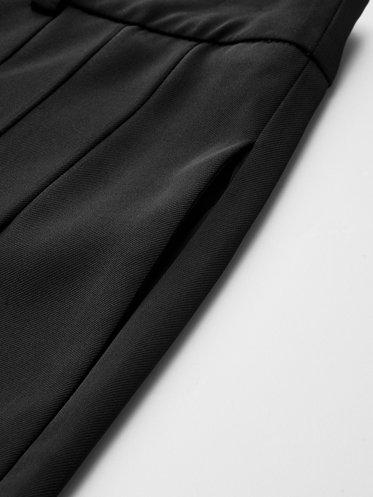 Pleated Mid-Waist Wide-Leg Pants-Chicvia