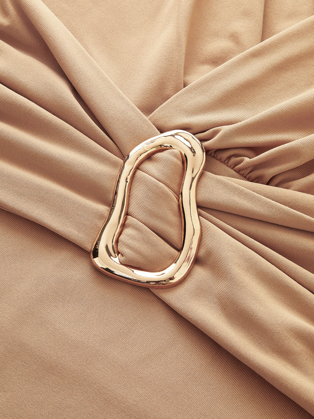 Deep V-Neck Buckle Detail Long Sleeve Bodysuit-Chicvia