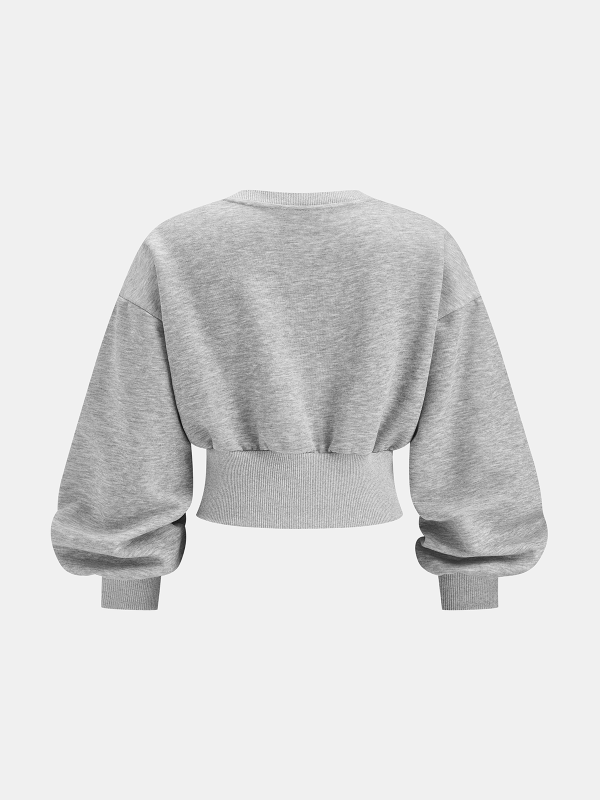 Crew Neck Button Detail Cropped Sweatshirt-Chicvia