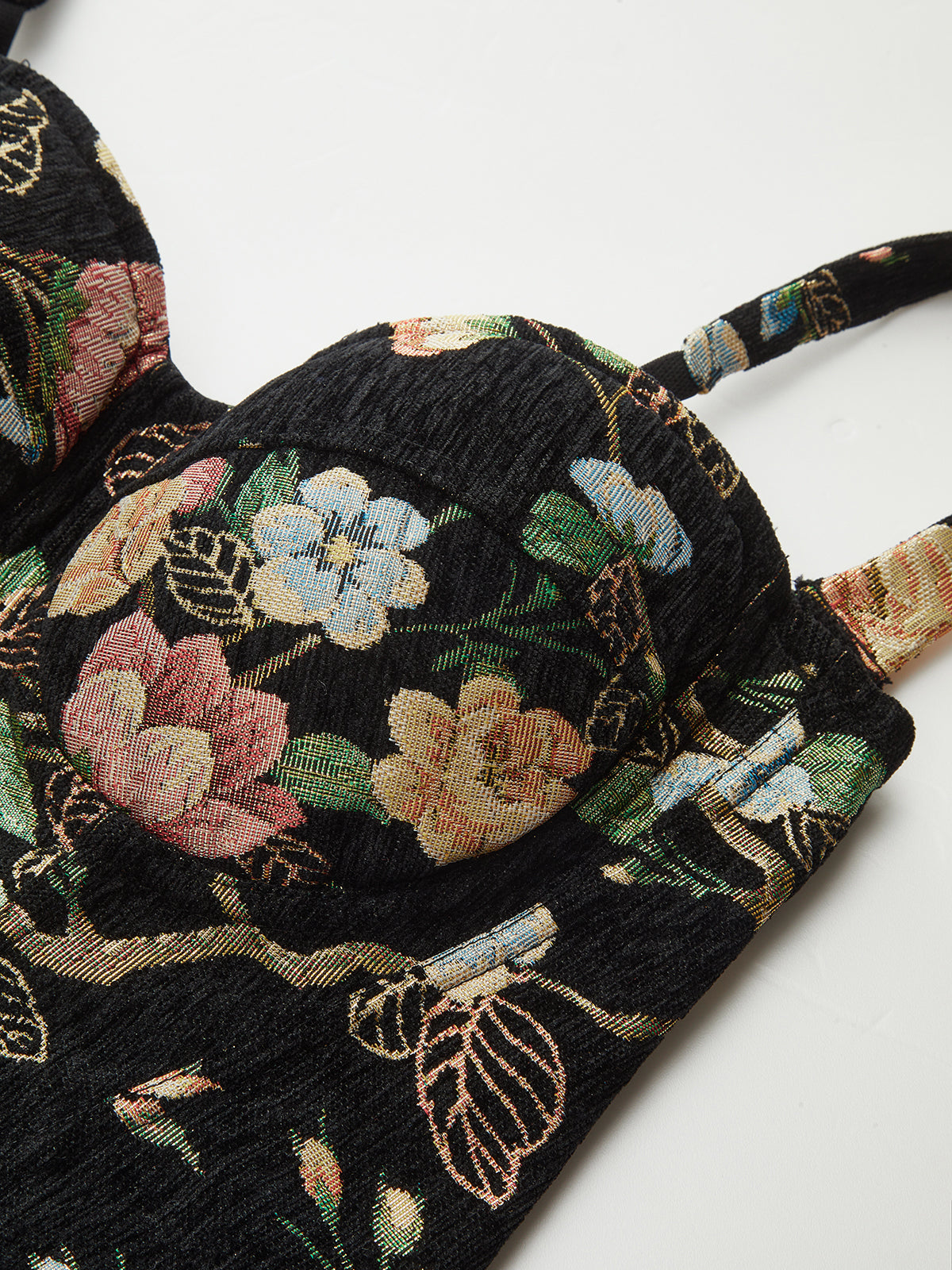 Floral Print Corset Top with Lace-Up Back-Chicvia