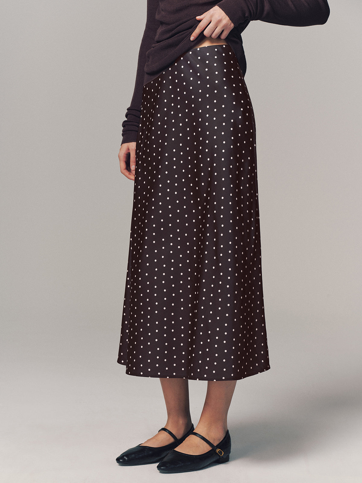 Polka Dot Maxi Skirt-Chicvia