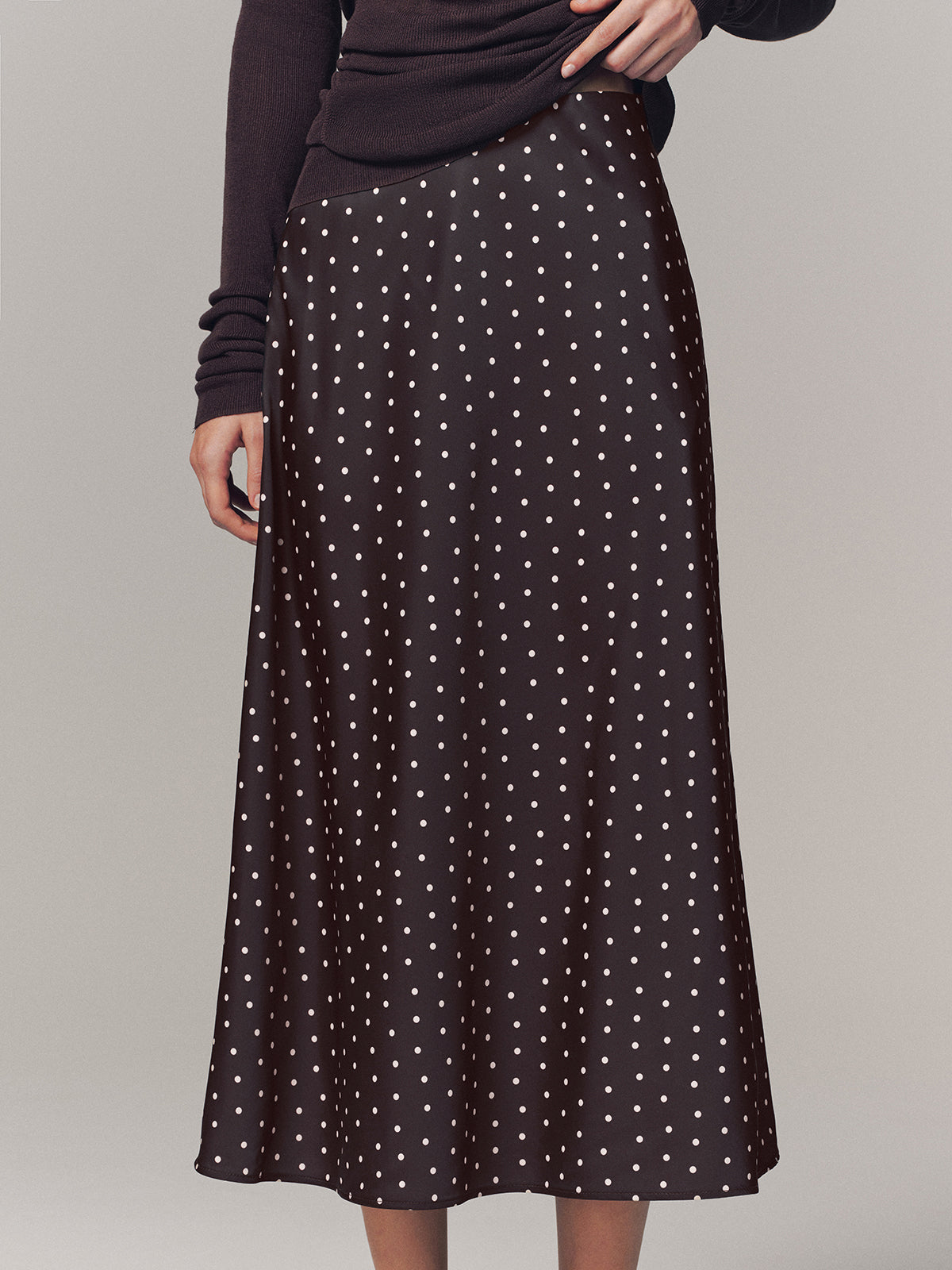 Polka Dot Maxi Skirt-Chicvia