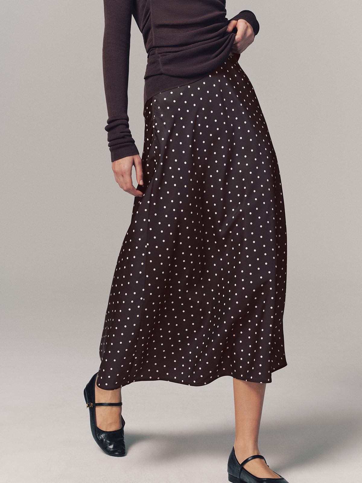 Polka Dot Maxi Skirt-Chicvia