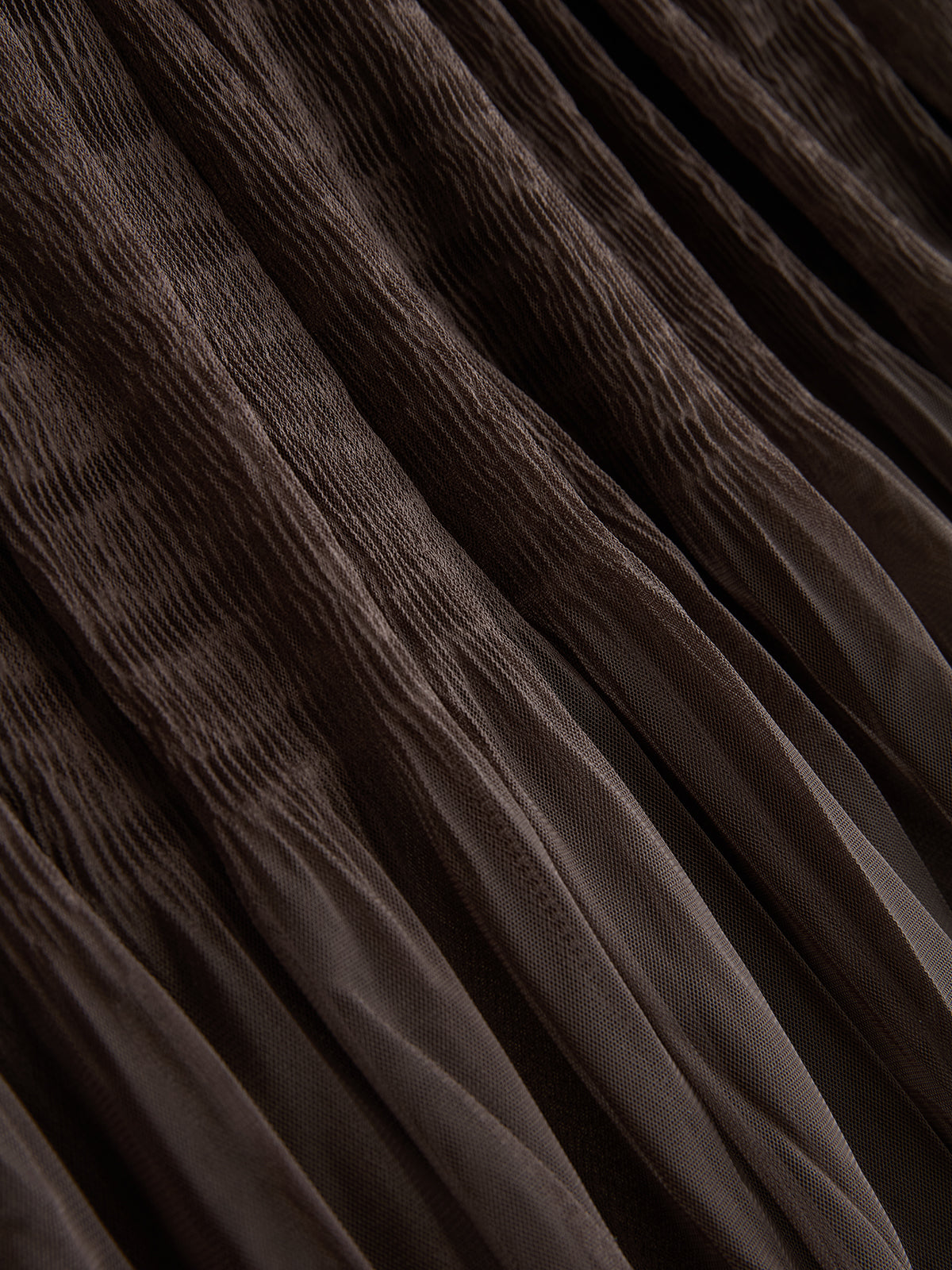 Pleated Mesh Maxi Skirt-Chicvia