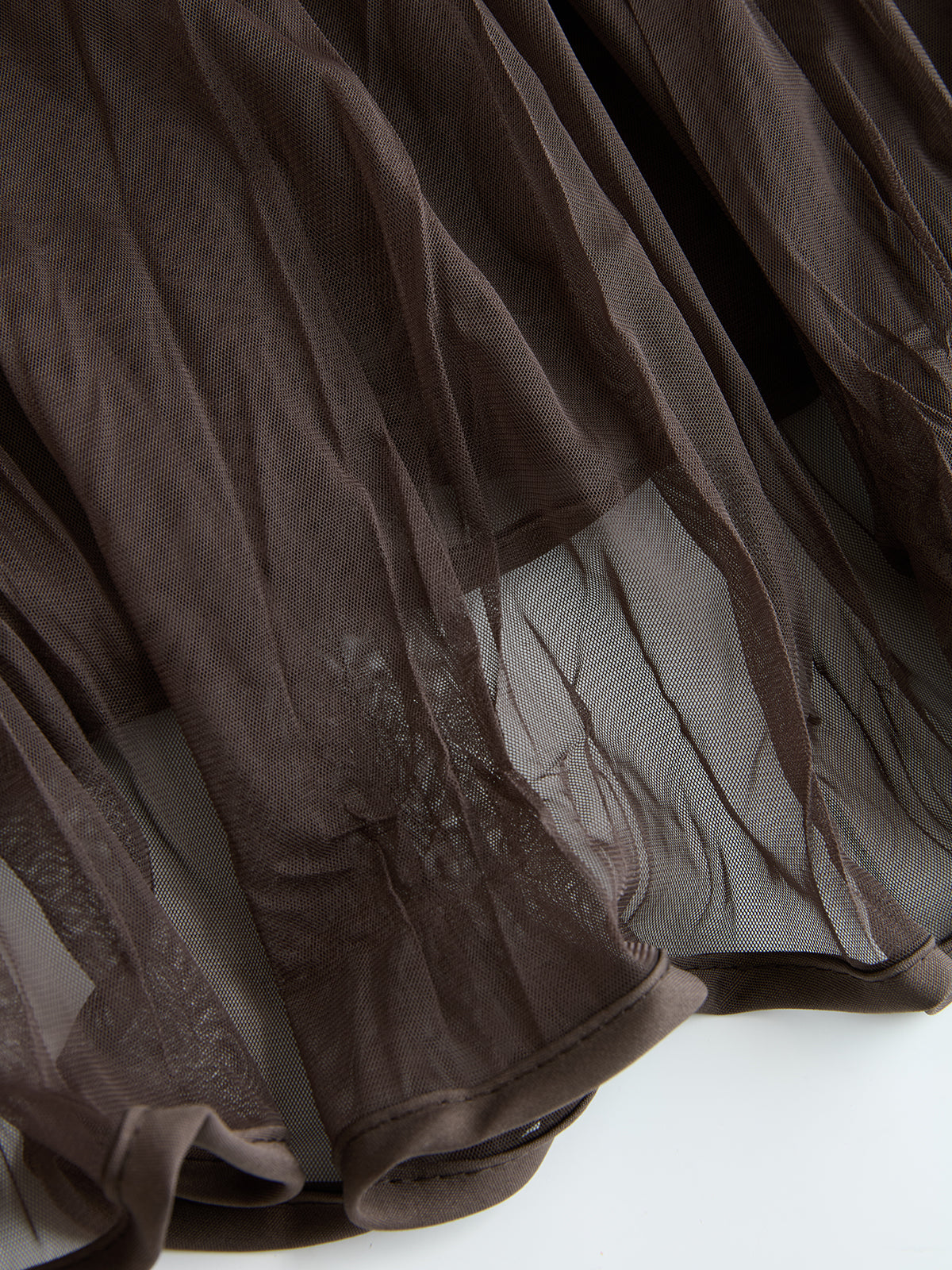 Pleated Mesh Maxi Skirt-Chicvia