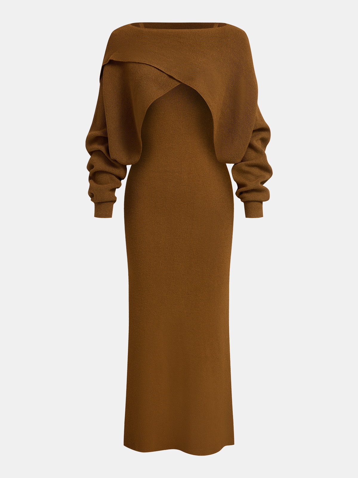 Knit Top & Cami Maxi Dress Two-Piece Set-Chicvia