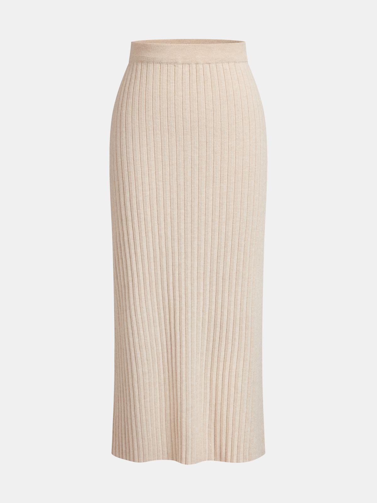 Contrast-Trim Rib-Knit Cardigan & Midi Skirt Set-Chicvia