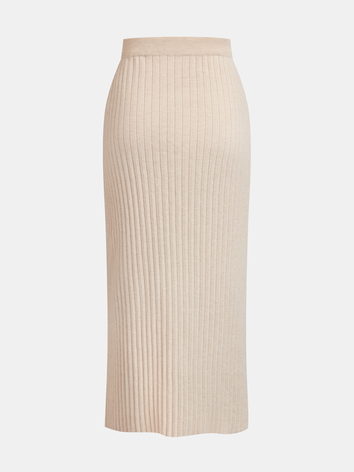 Contrast-Trim Rib-Knit Cardigan & Midi Skirt Set-Chicvia