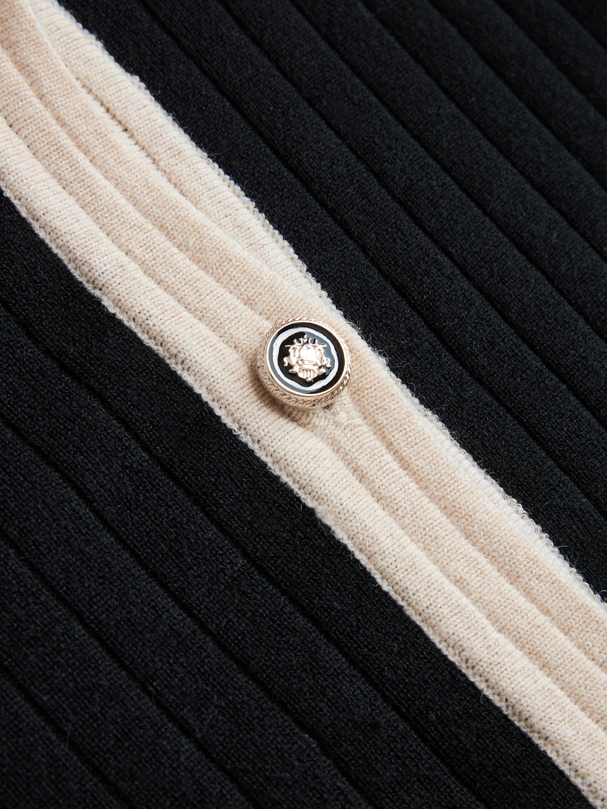 Contrast-Trim Rib-Knit Cardigan & Midi Skirt Set-Chicvia