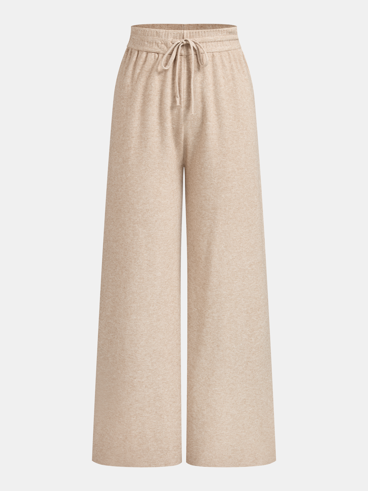 Drawstring Wide-Leg Knit Pants-Chicvia