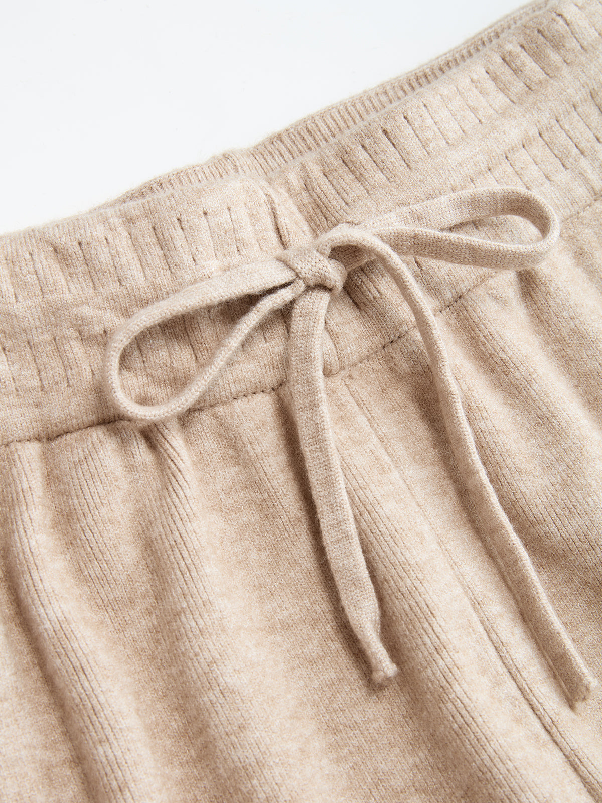 Drawstring Wide-Leg Knit Pants-Chicvia