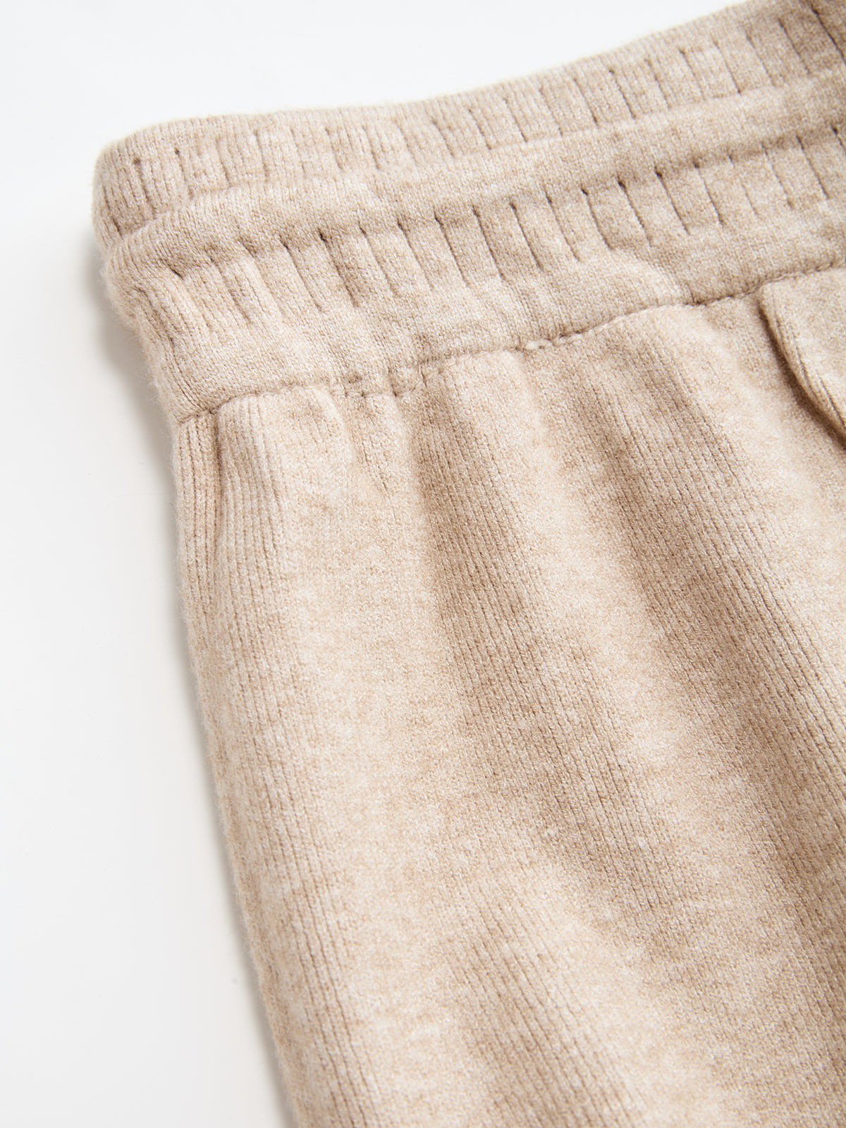 Drawstring Wide-Leg Knit Pants-Chicvia