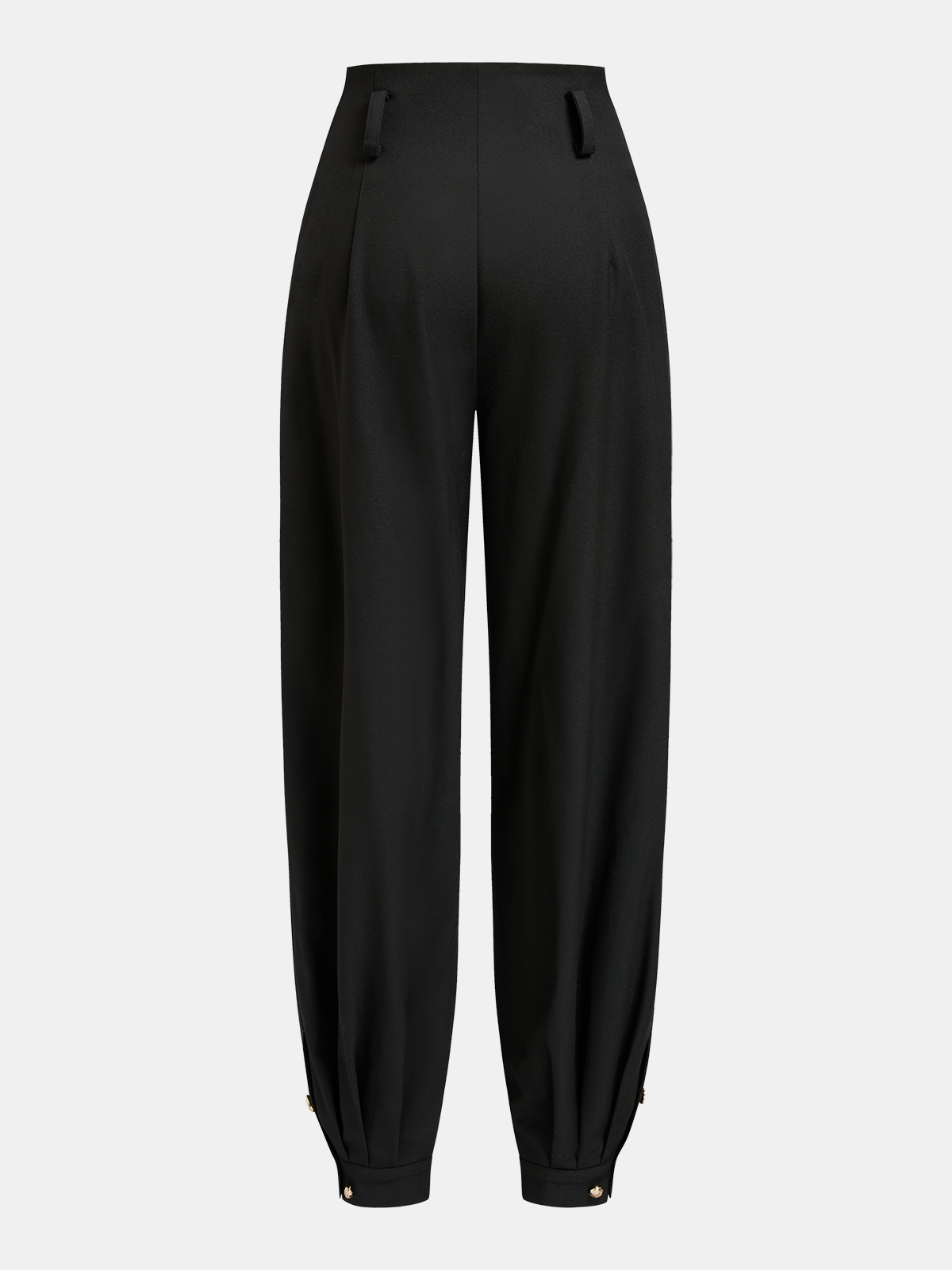 High-Waisted Pleated Metal Button Harem Pants-Chicvia