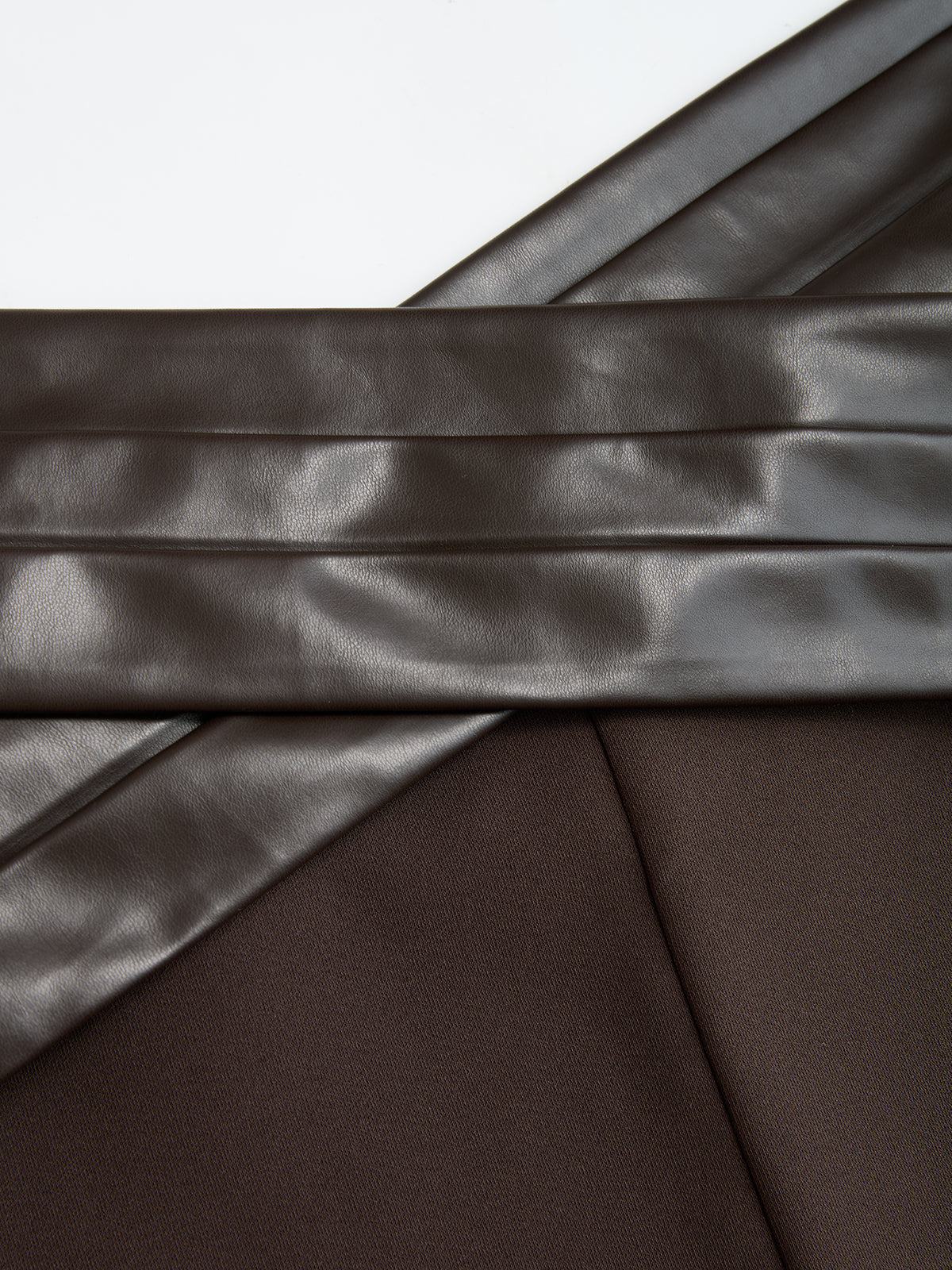 Crossed Faux Leather Waist A-Line Skirt-Chicvia