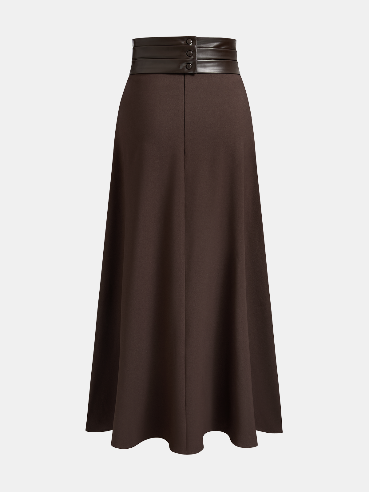 Crossed Faux Leather Waist A-Line Skirt-Chicvia