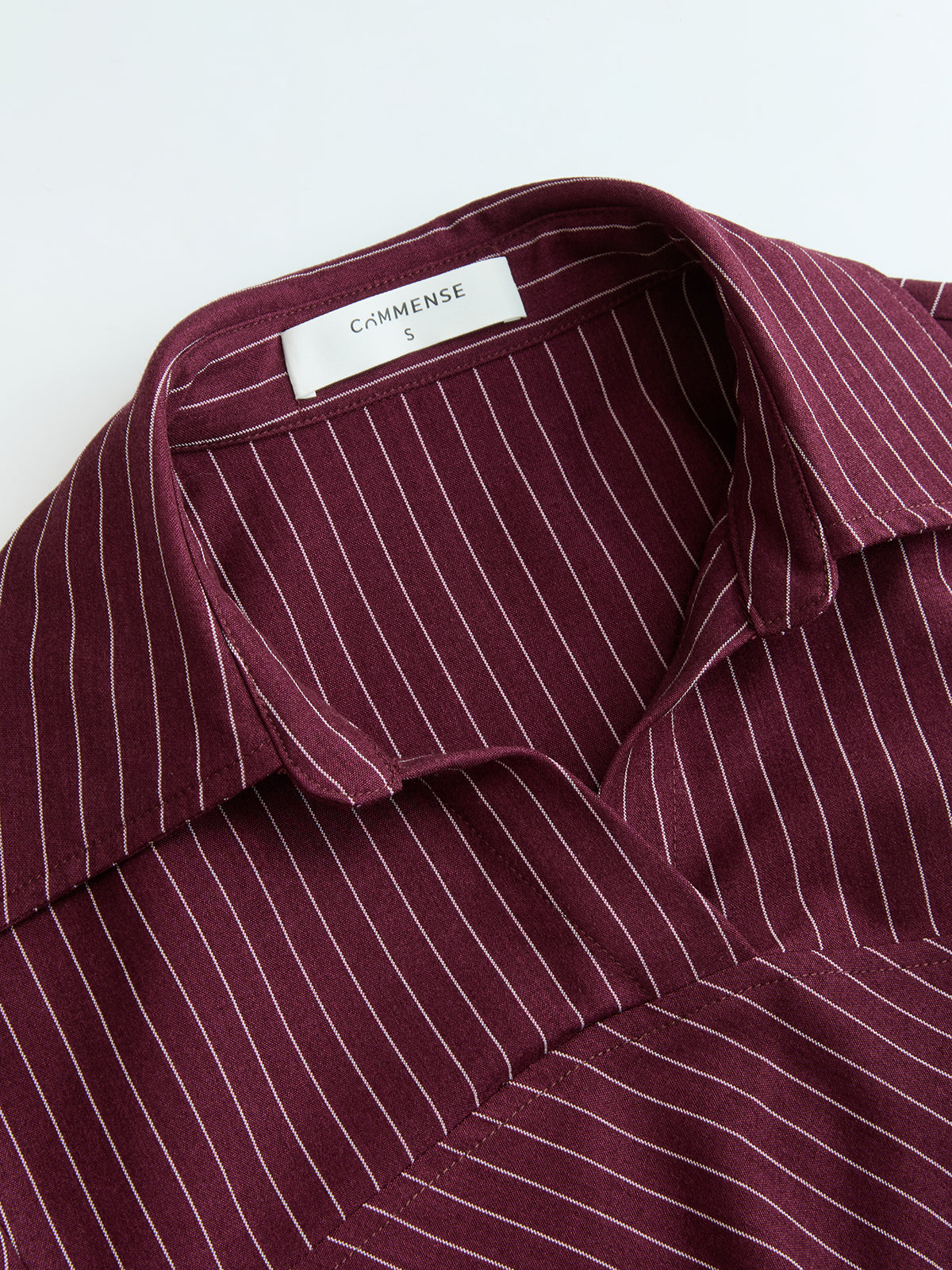 Pinstripe Ruched Collared Blouse-Chicvia