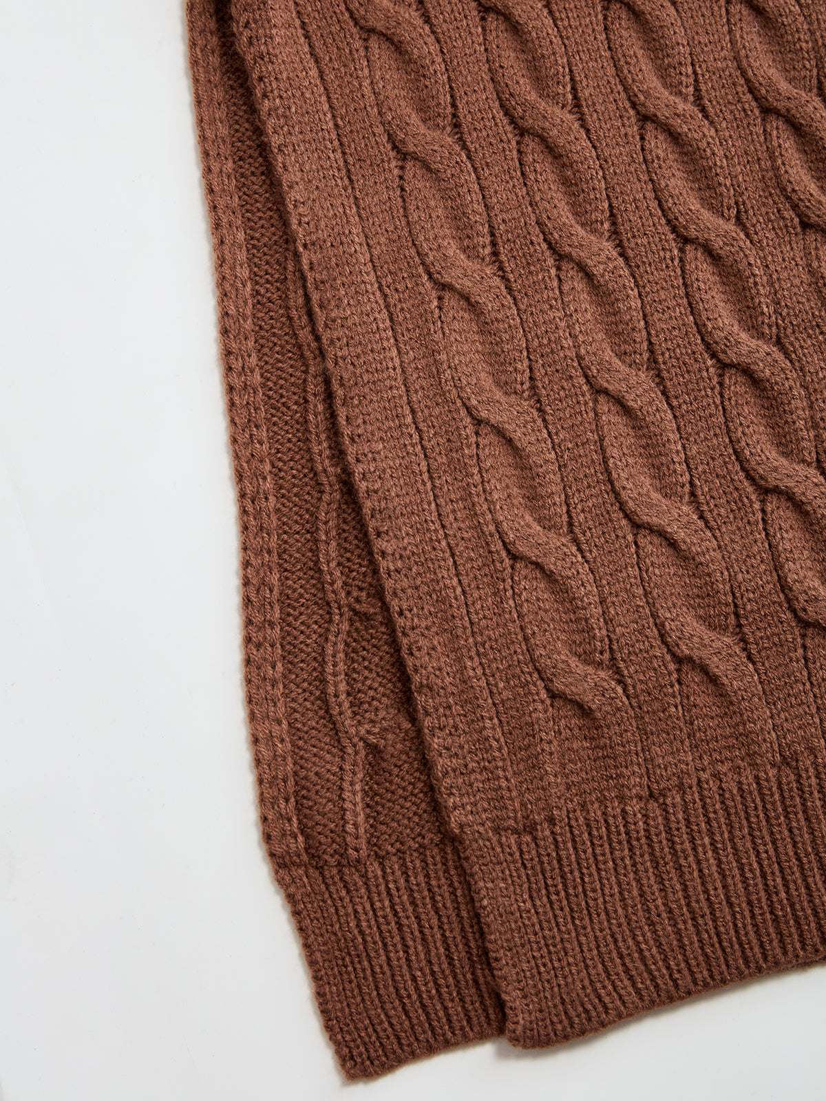 Cable-Knit V-Neck Maxi Sweater Dress-Chicvia