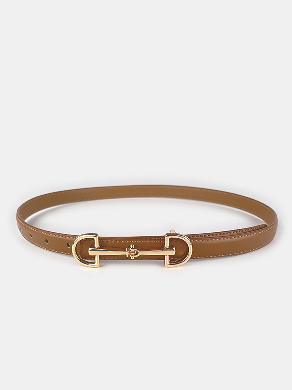 Horsebit Buckle Leather Thin Belt-Chicvia