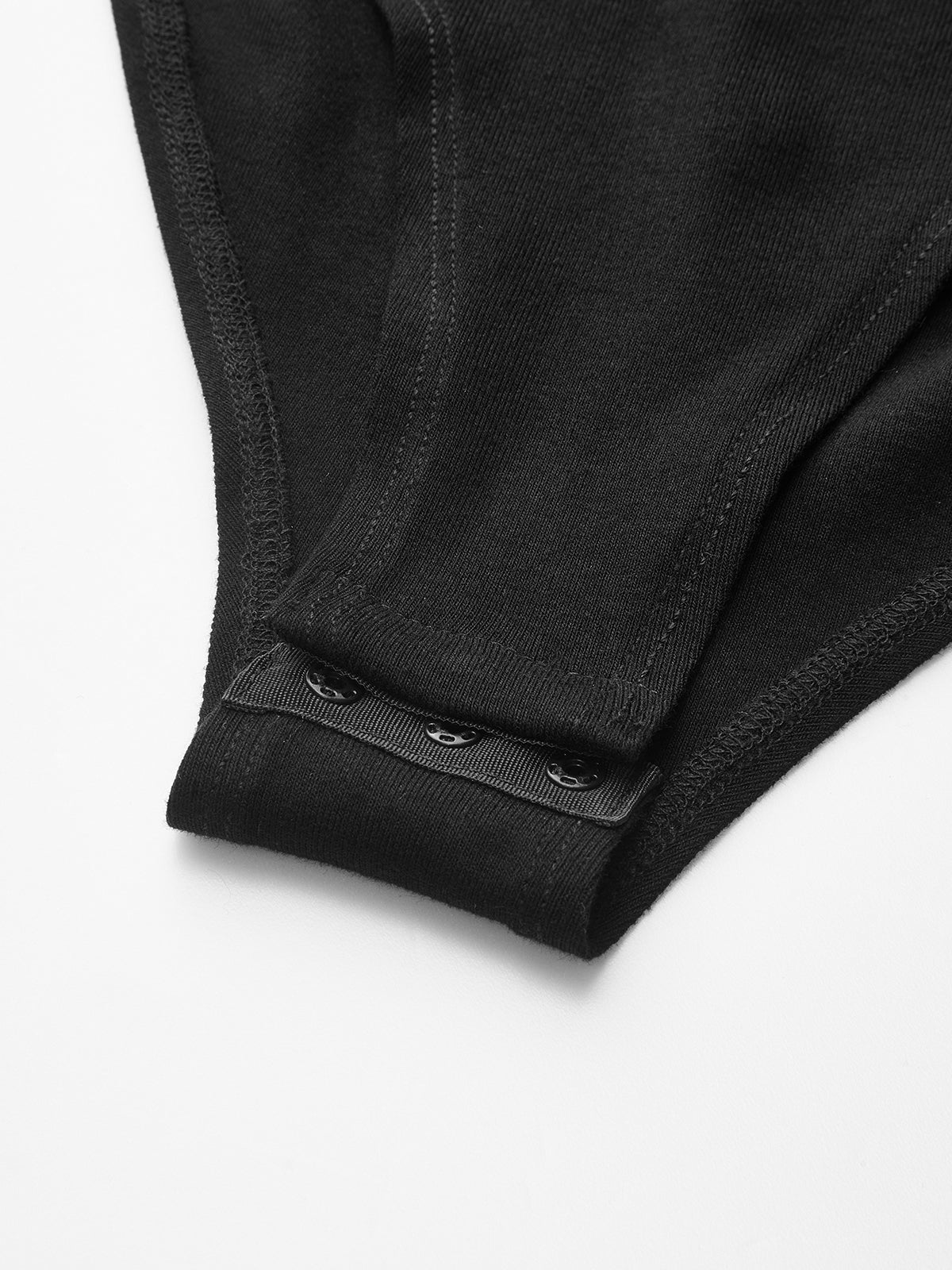 Faux Leather Corset Waist Long-Sleeve Bodysuit-Chicvia