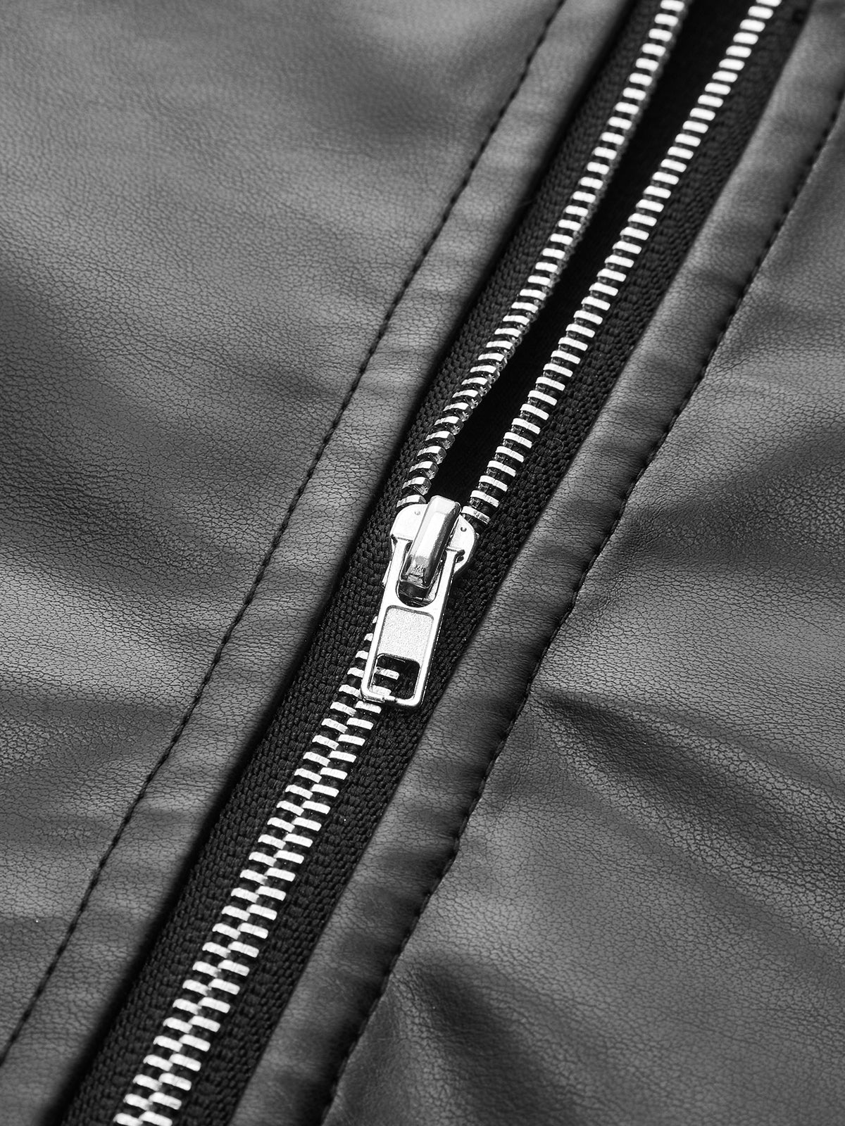 Faux Leather Corset Waist Long-Sleeve Bodysuit-Chicvia