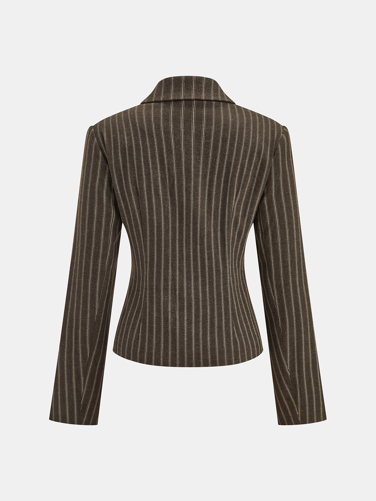 Pinstripe Lapel Fitted Blazer-Chicvia
