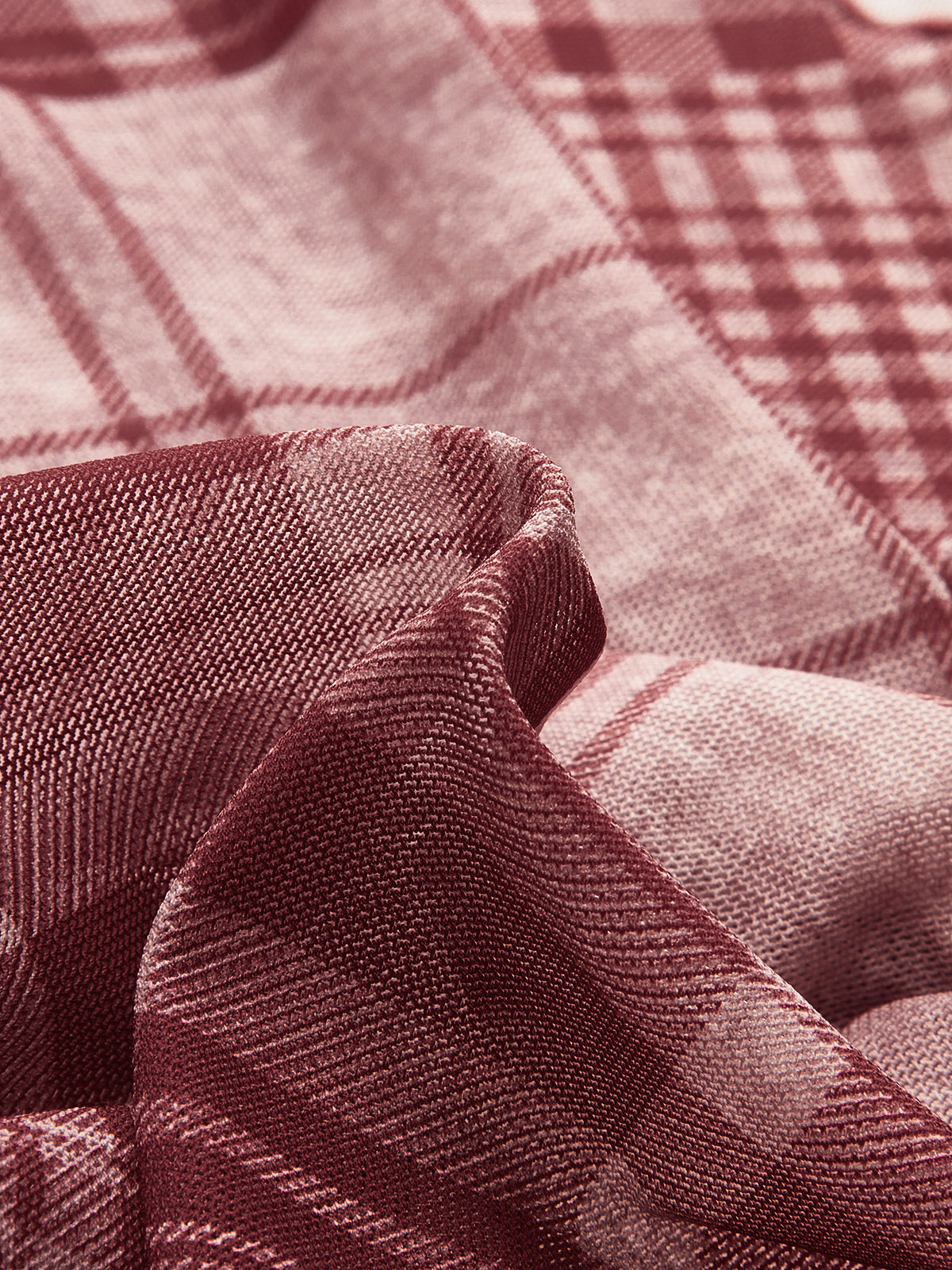 Plaid Sheer Long Sleeve Cropped Top-Chicvia