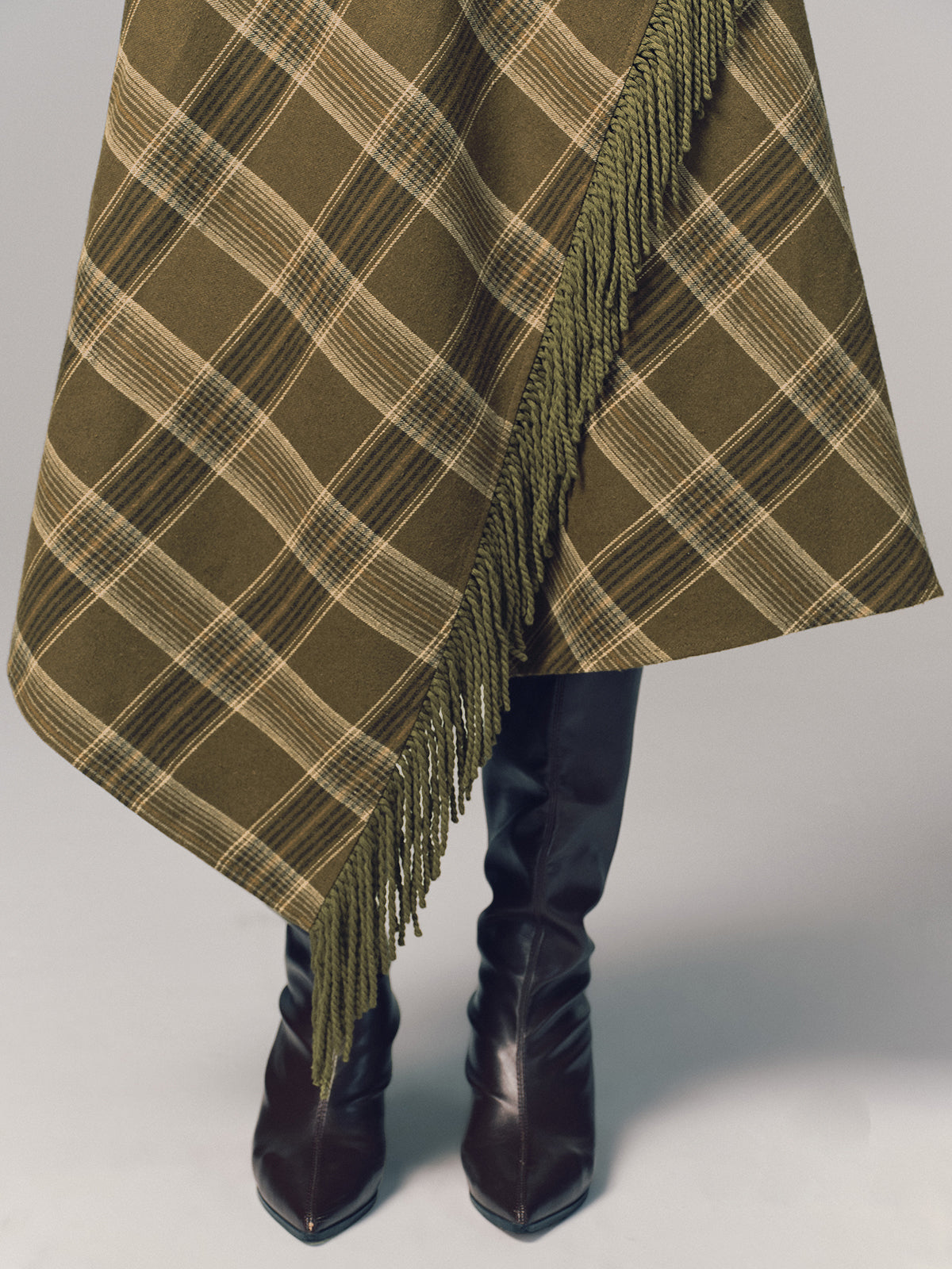 Plaid Fringe Sleeveless Cotton Maxi Dress-Chicvia