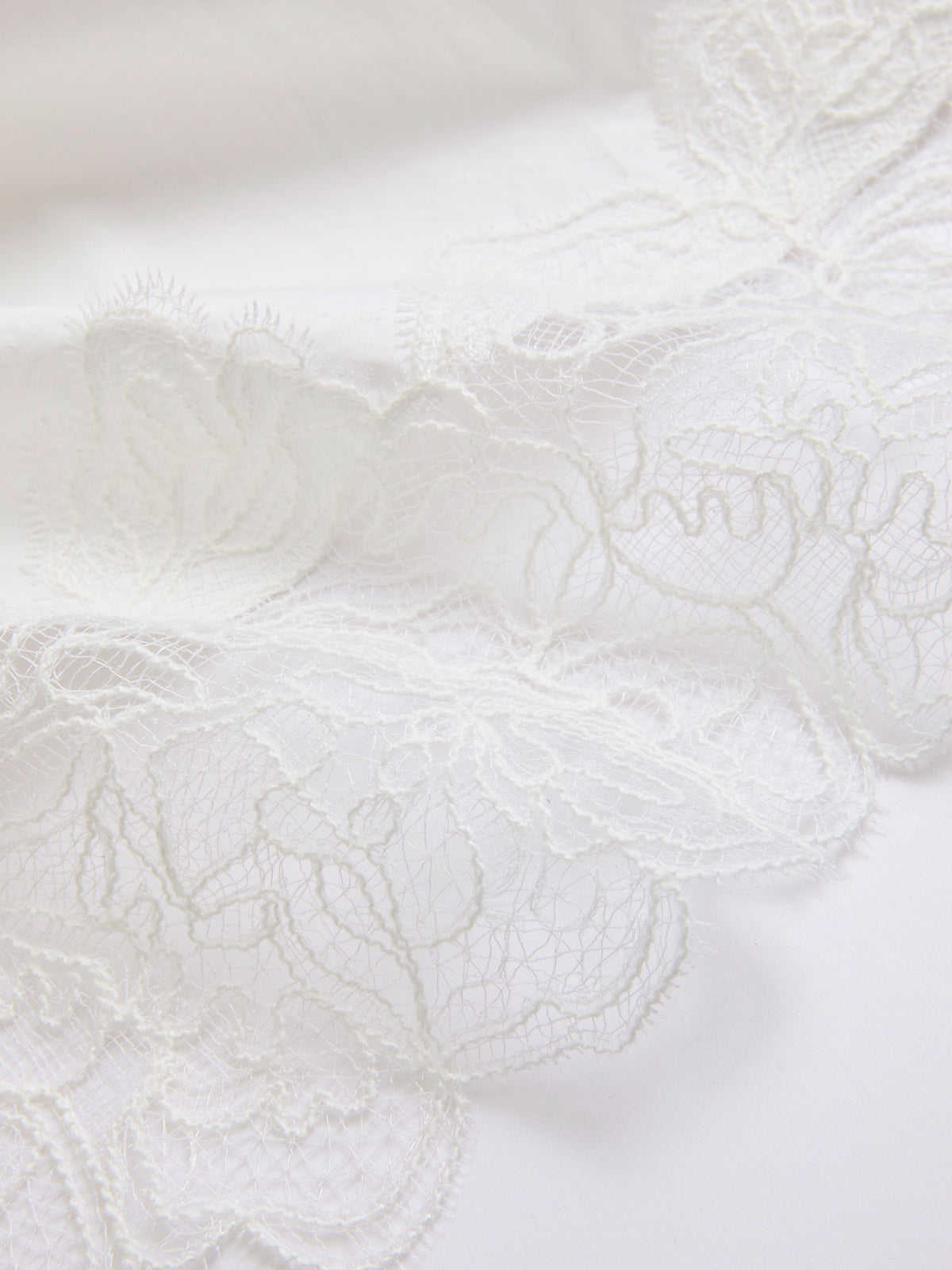 Cotton Long Sleeve Lace Hem Shirt-Chicvia