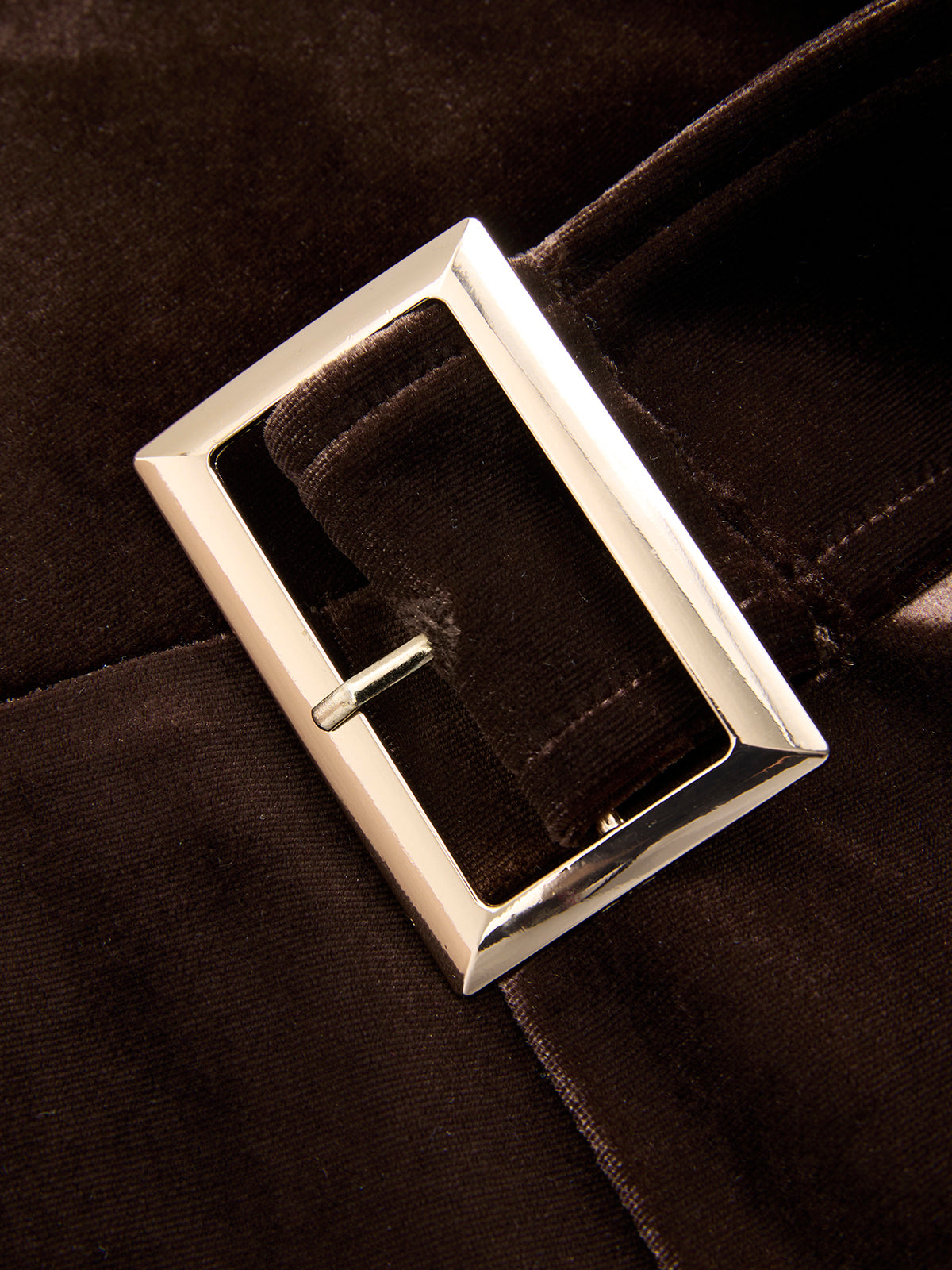 One-Shoulder Belted Velvet Metal Detail Jumpsuit-Chicvia