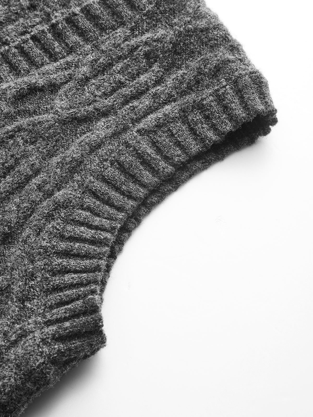 Cable-Knit V-Neck Sweater Vest-Chicvia