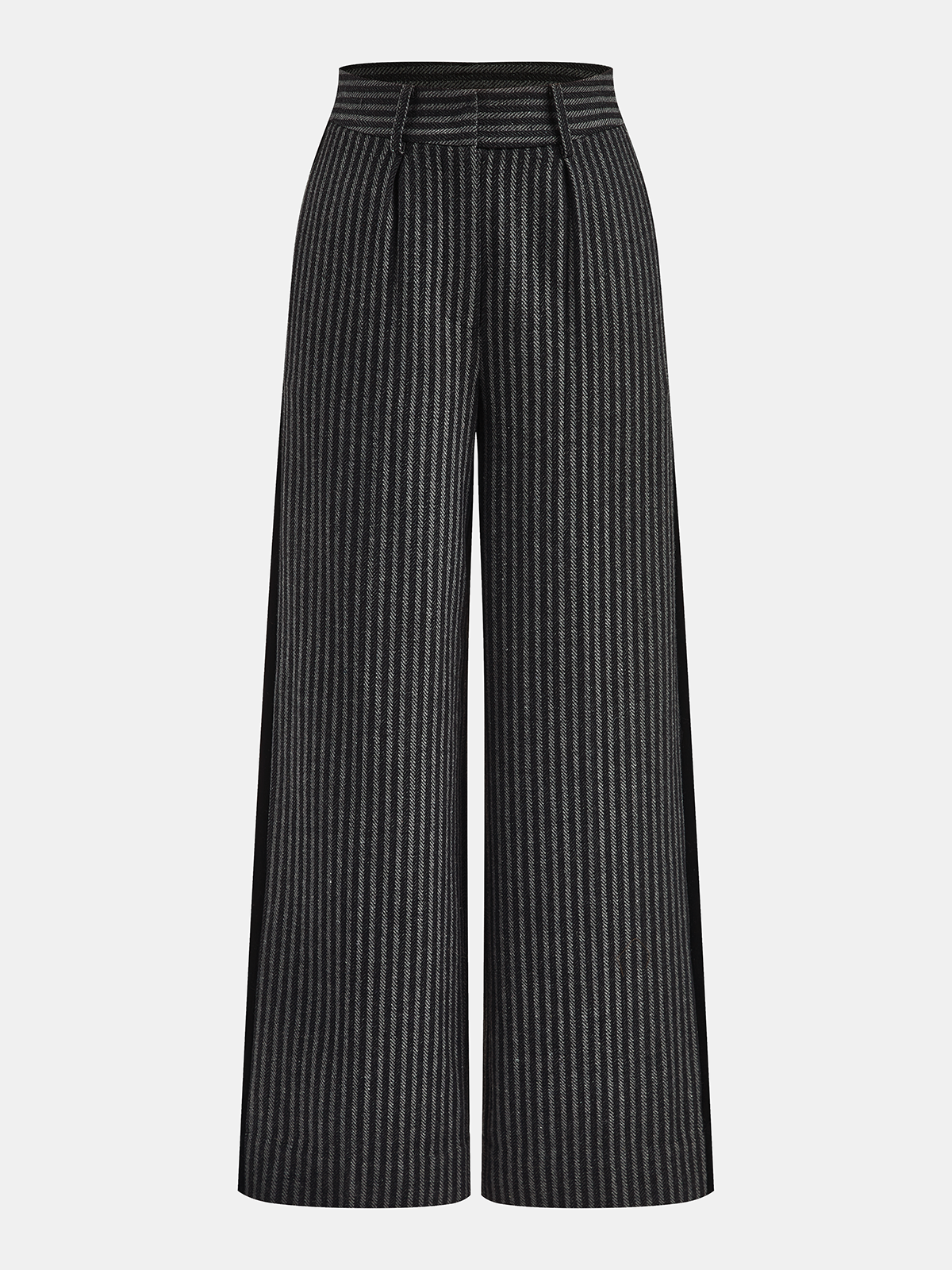 Mid-Waist Pinstripe Wide-Leg Pants-Chicvia