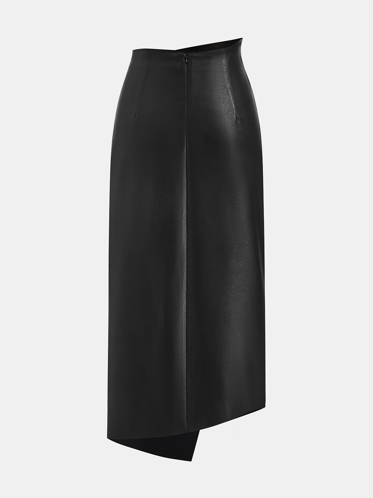 Faux Leather Ring Accent Asymmetric Skirt-Chicvia