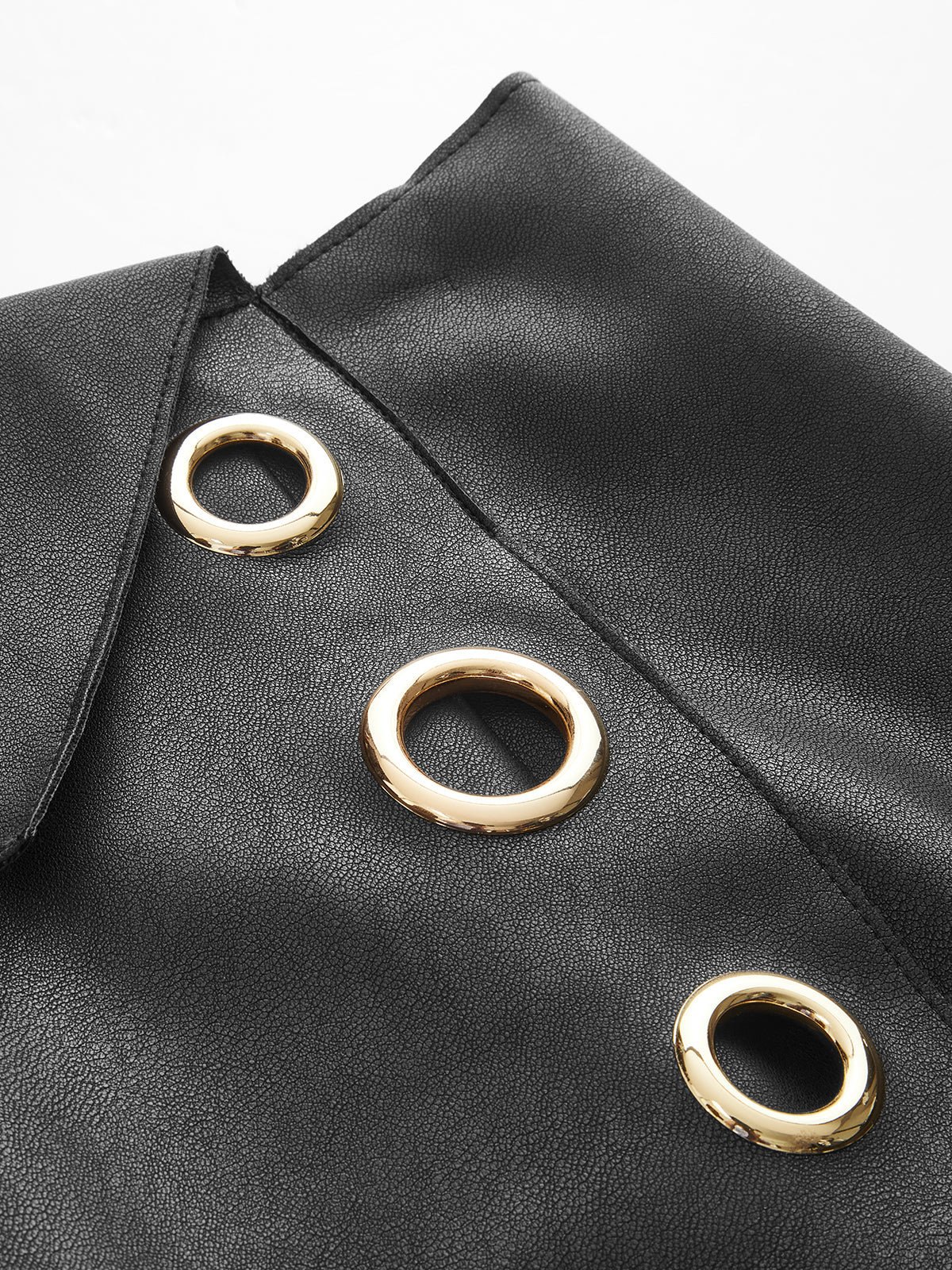 Faux Leather Ring Accent Asymmetric Skirt-Chicvia