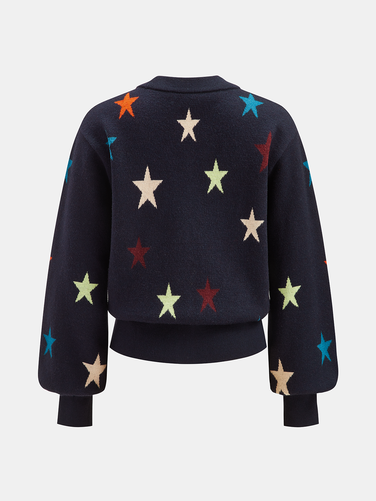 Cashmere-Blend Star-Print V-Neck Cardigan-Chicvia