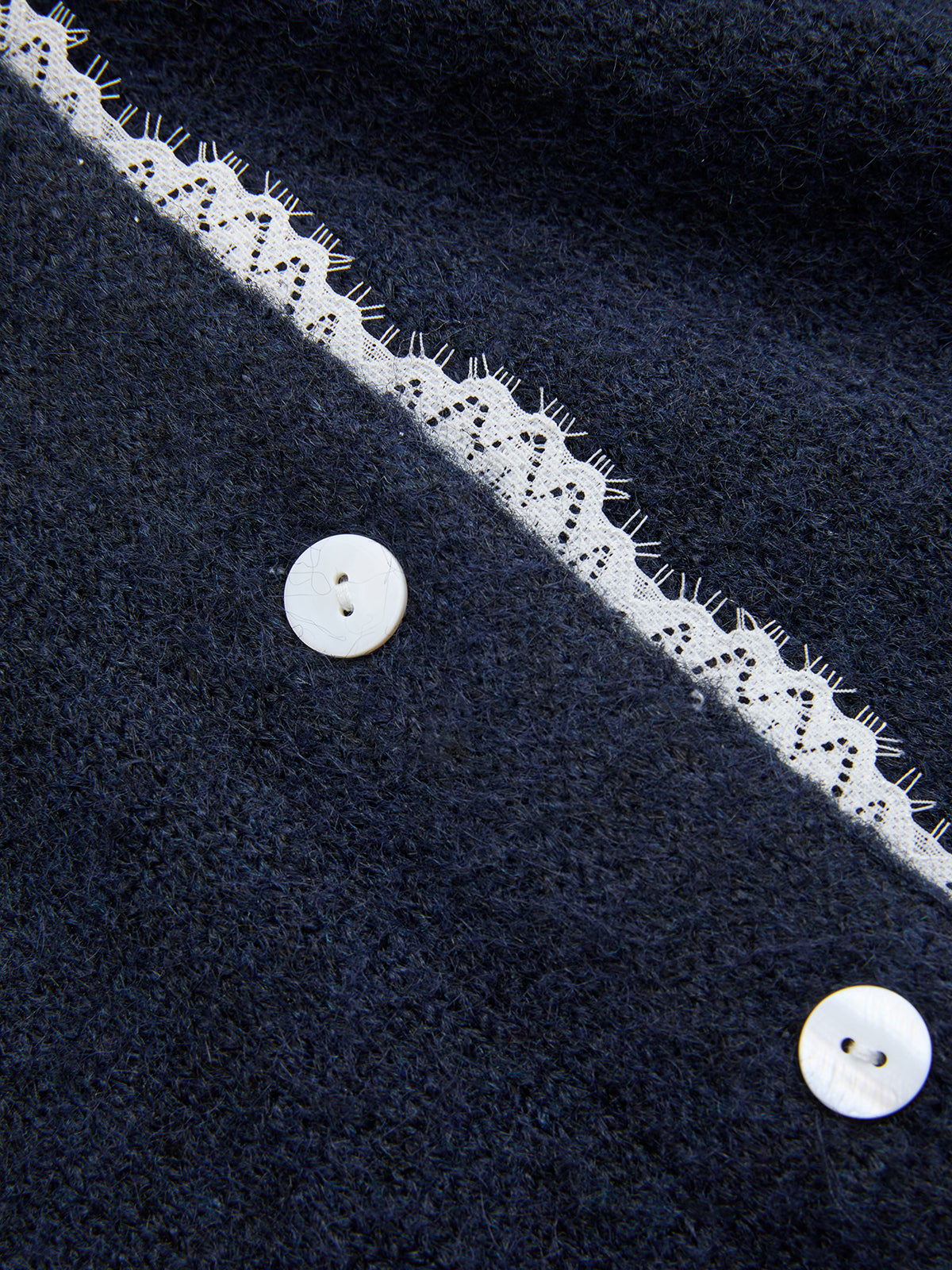 Lace-Trim Button-Front Knit Cardigan-Chicvia