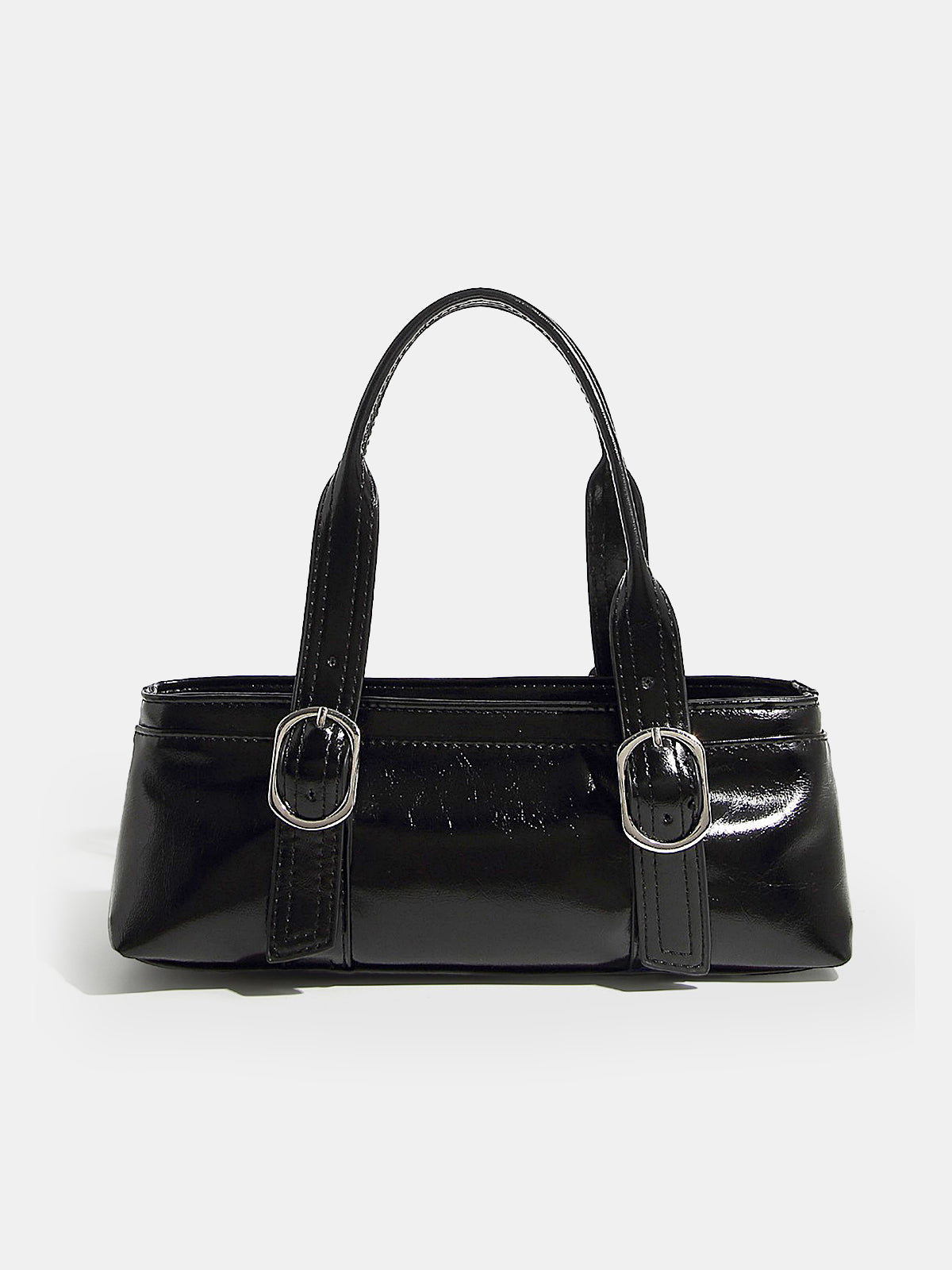 Glossy Buckle Handle Bag-Chicvia